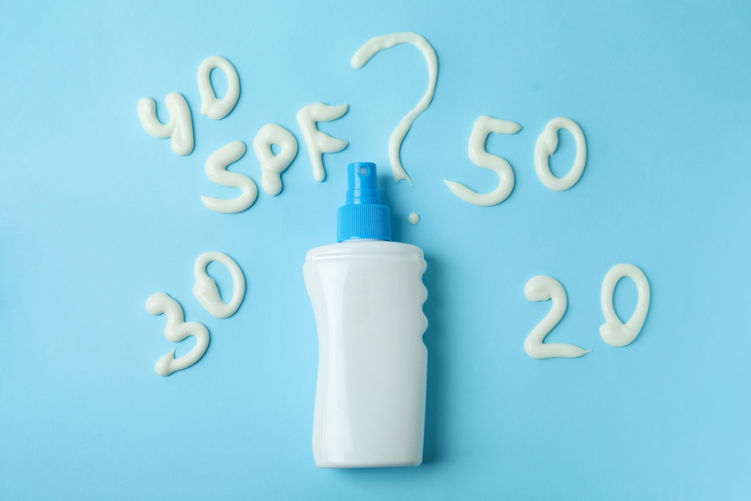 Sunscreen bottle with SPF numbers