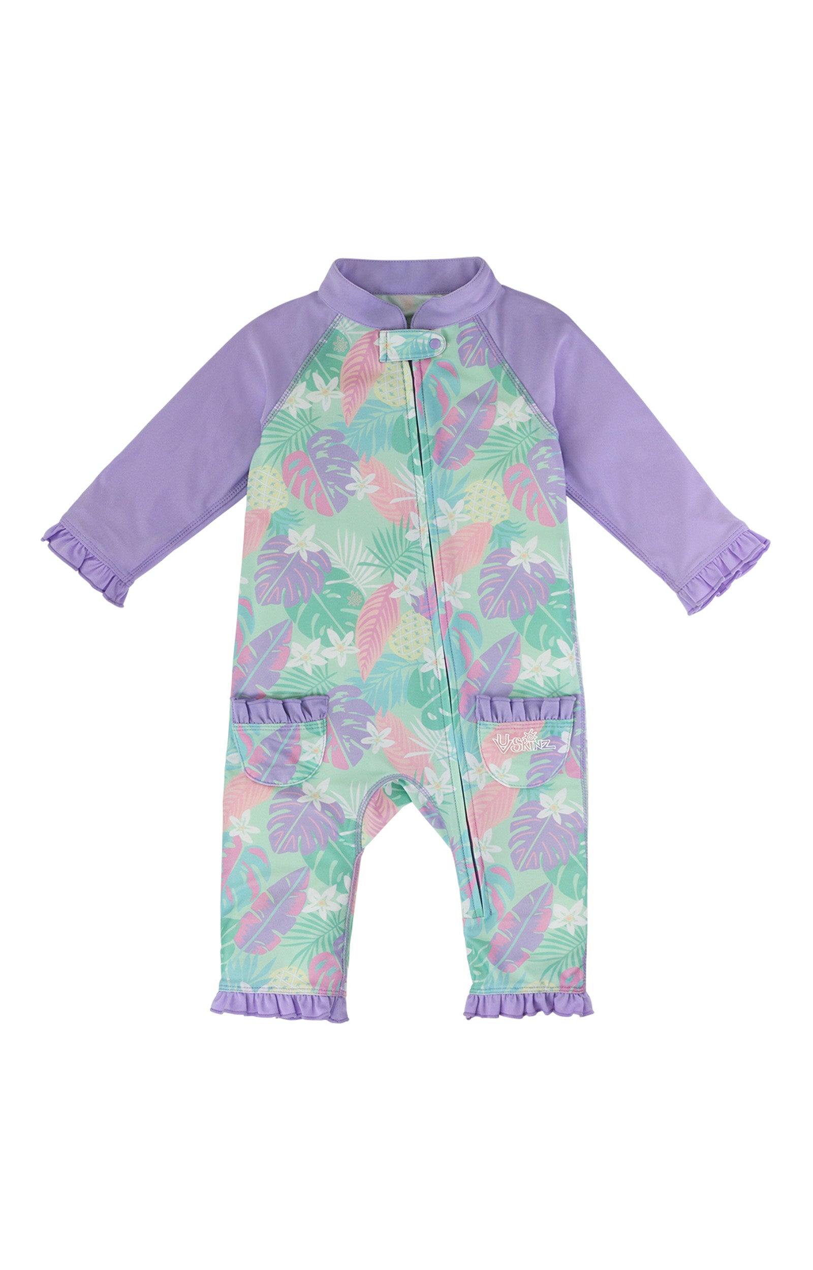 baby girls long-sleeve swimsuit in hidden pineapples|hidden-pineapples