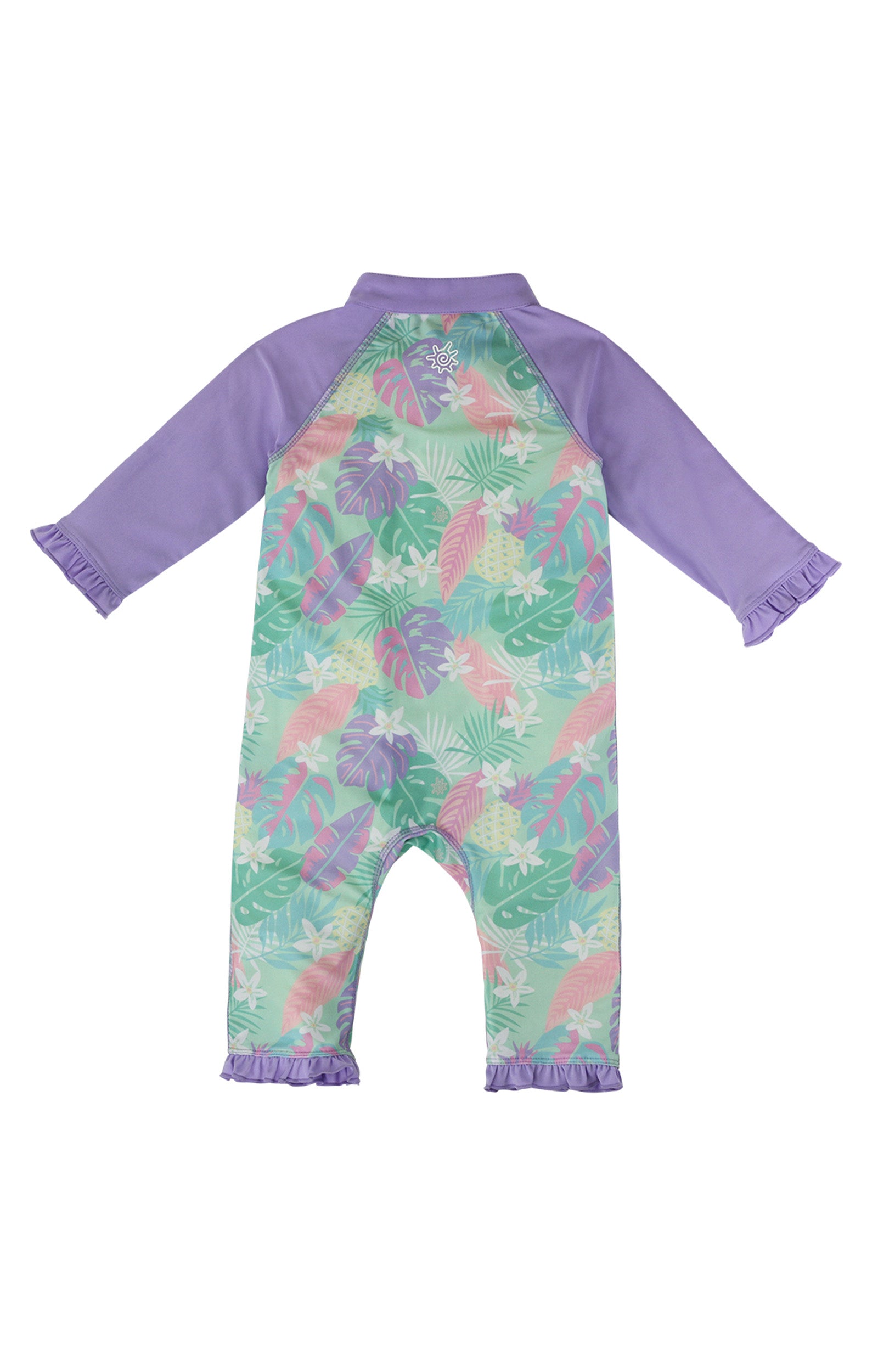 back of the baby girls long-sleeve swimsuit in hidden pineapples|hidden-pineapples