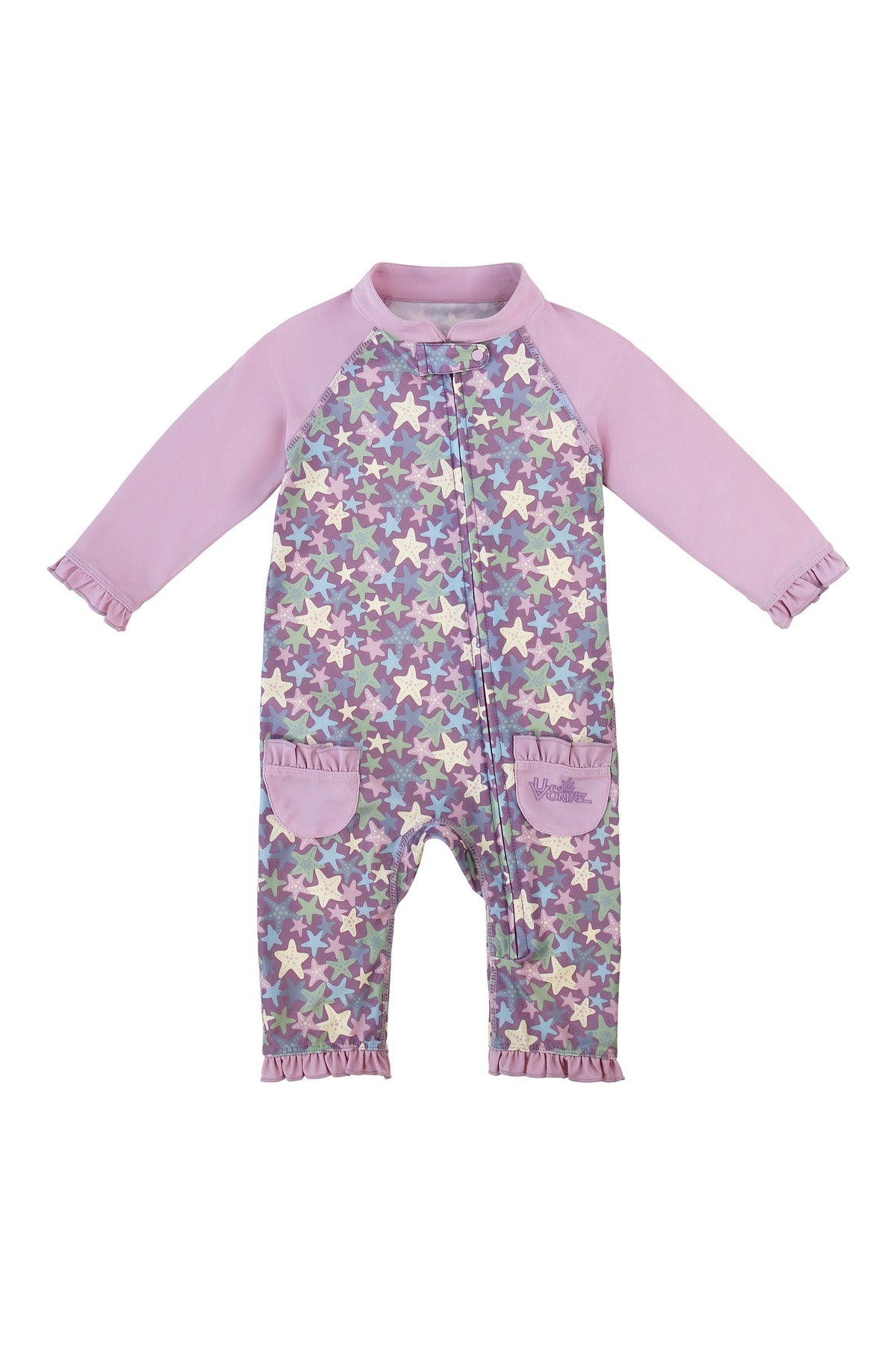 baby girls one piece sun & swim suit in lotus starfish