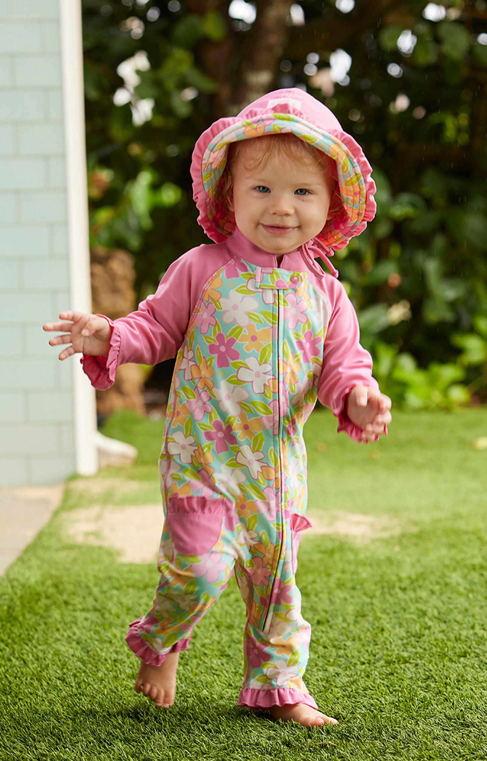 baby girl in sun & swim suit|playtime-garden