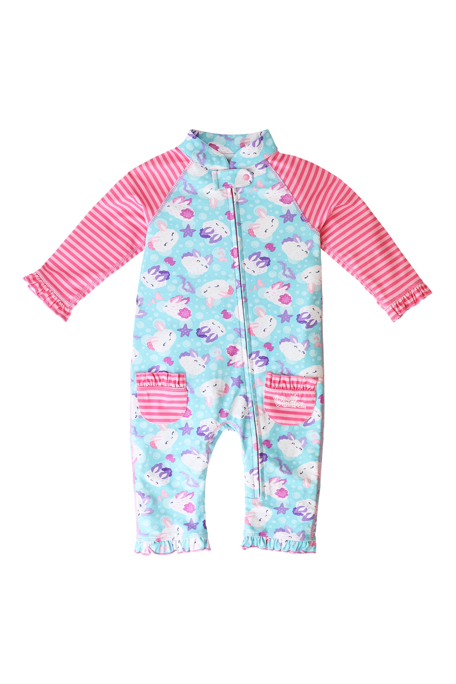 baby girls long-sleeve swimsuit in sea bunnies