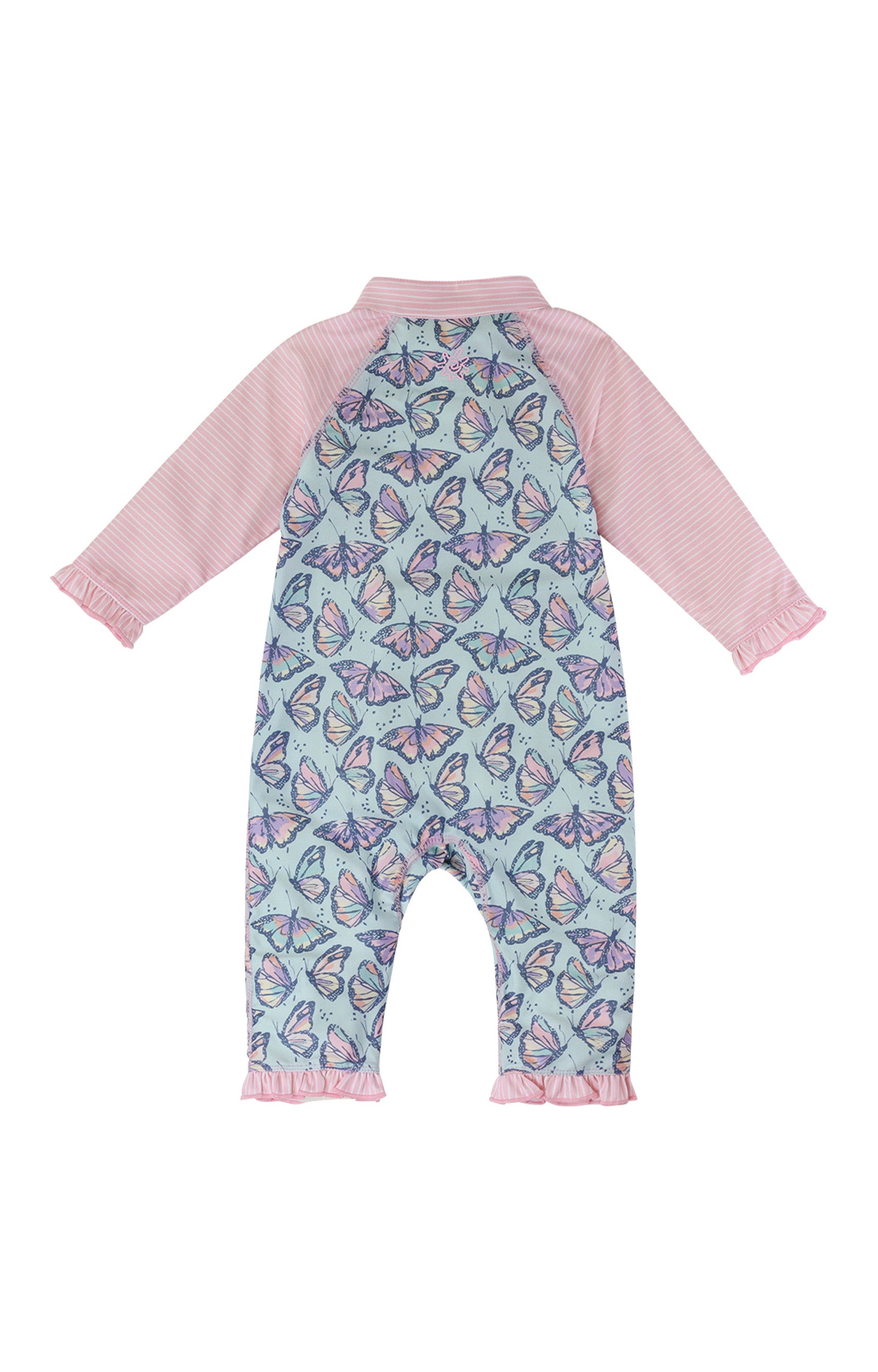 back of the baby girls long-sleeve swimsuit in sweet butterflies|sweet-butterflies