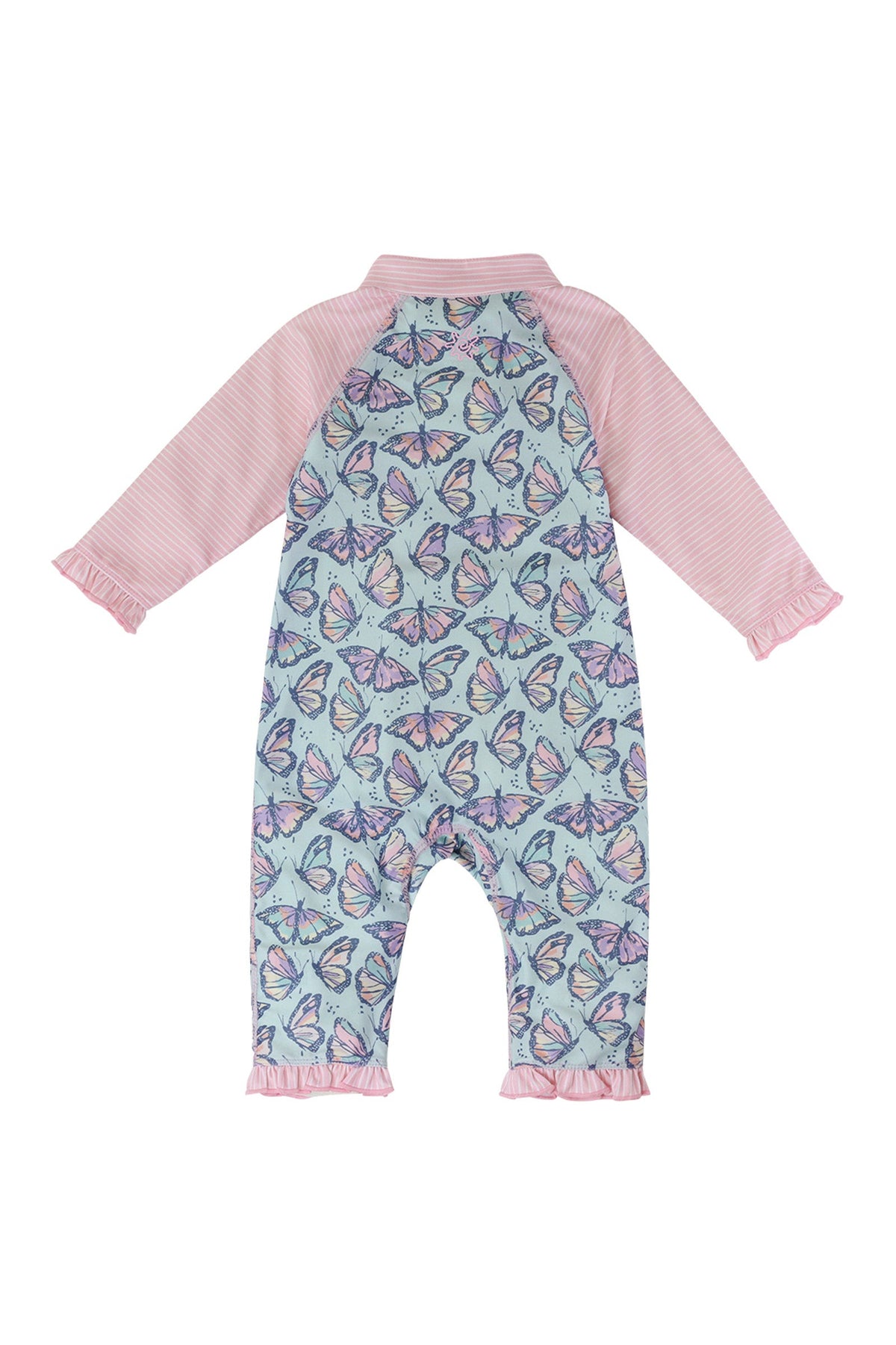 back of the baby girls long-sleeve swimsuit in sweet butterflies