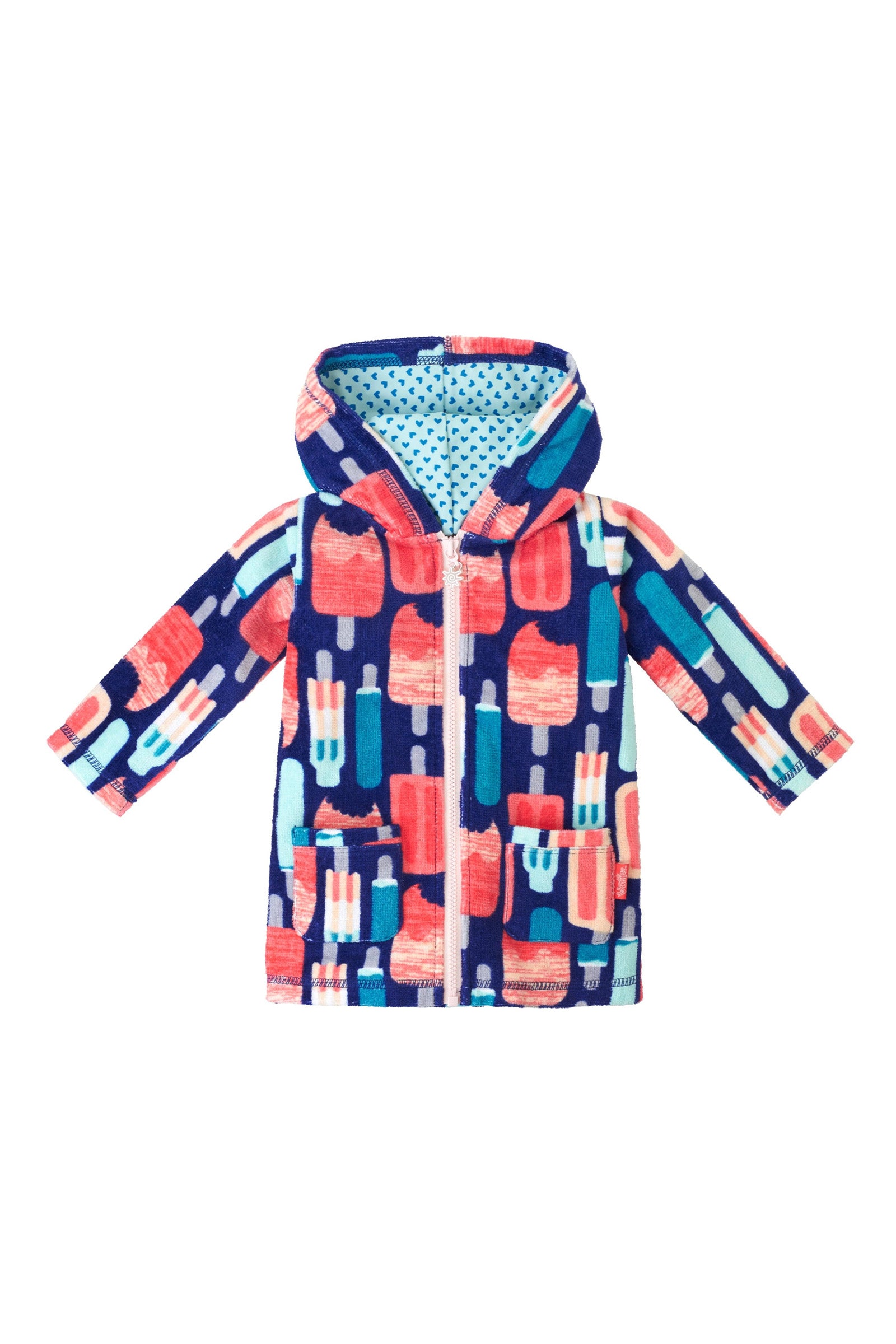 Baby Girl's Hooded Terry Beach Cover-Up in Popsicles