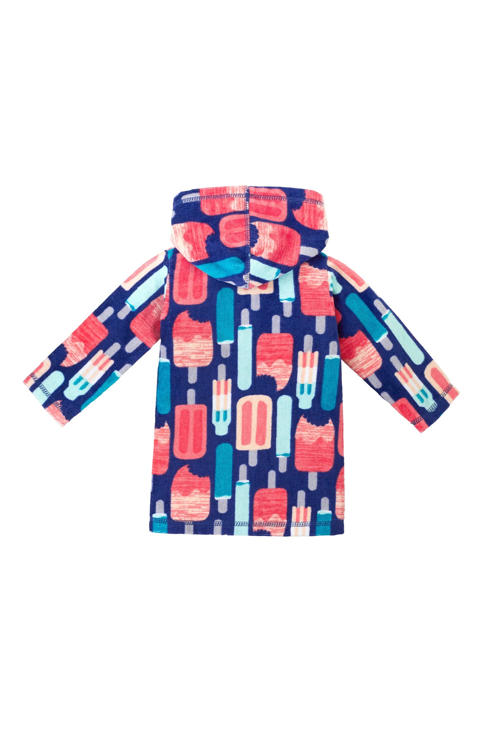 Back of the Baby Girl's Hooded Terry Beach Cover-Up in Popsicles