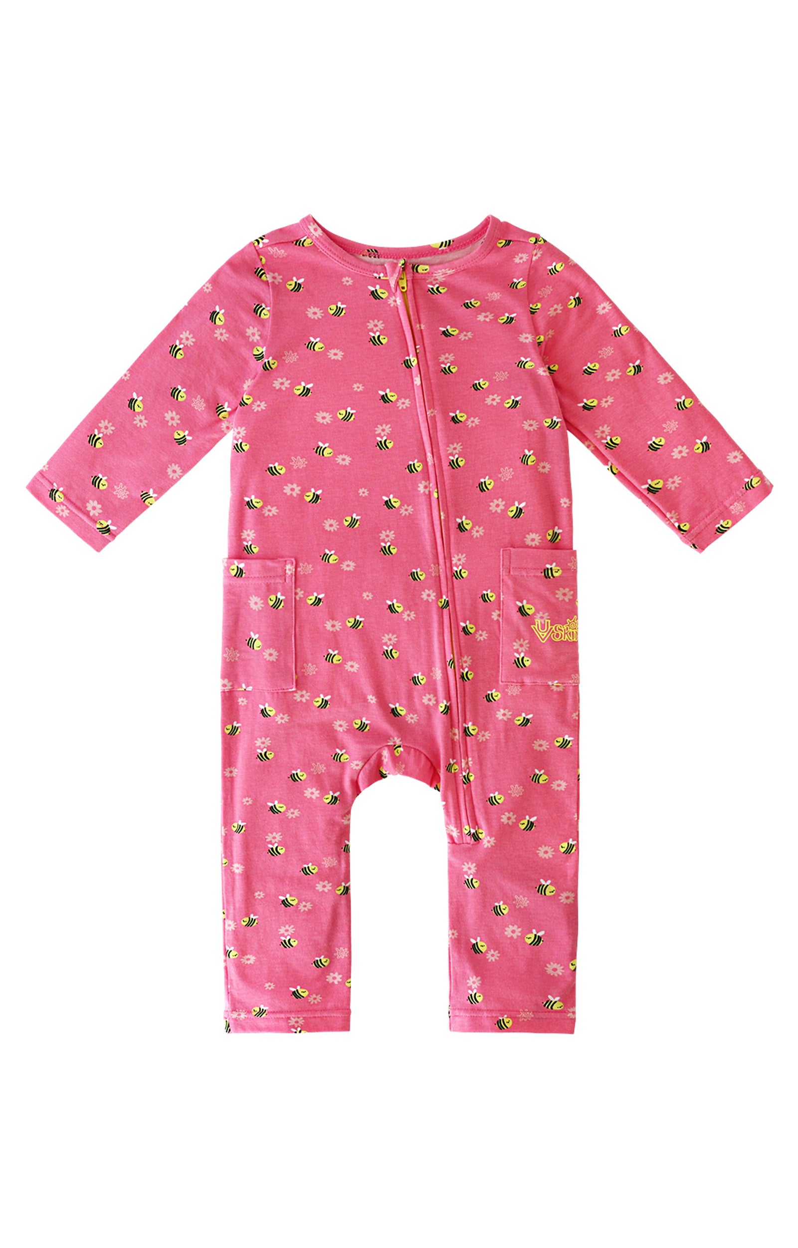 baby girl's long sleeve everyday romper in cute as can bee|cute-as-can-bee
