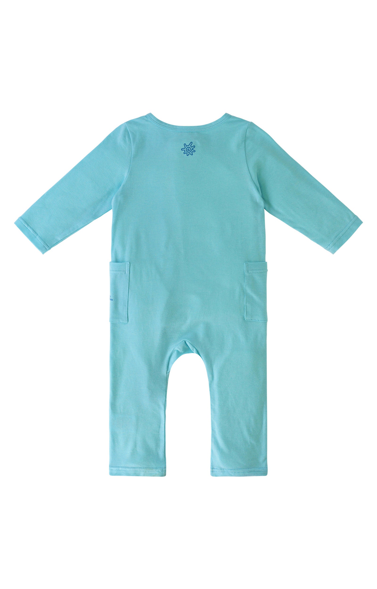Back of baby girl's long sleeve everyday romper in glitter blossom|glitter-blossoms