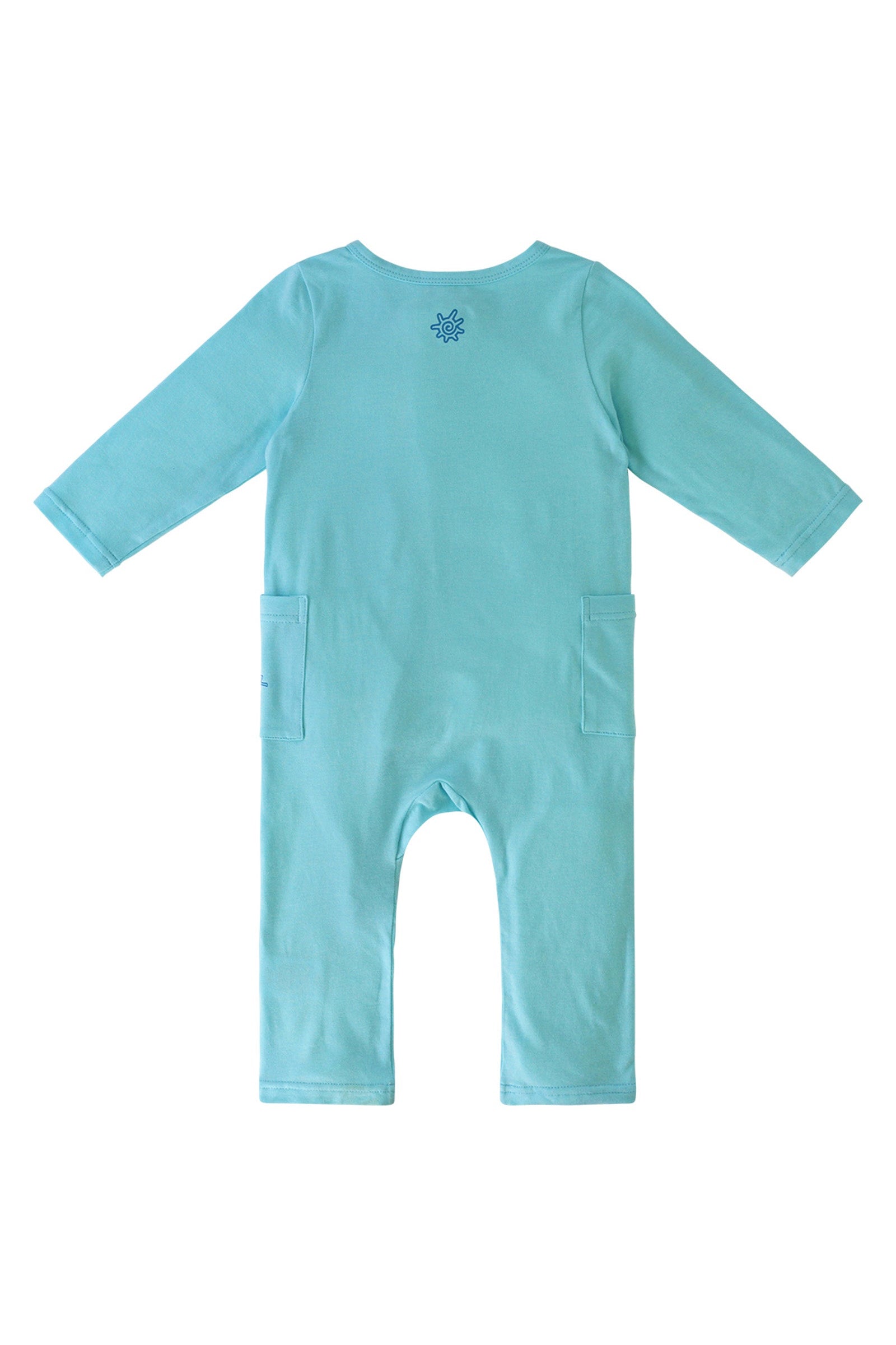 Back of baby girl's long sleeve everyday romper in glitter blossom|glitter-blossoms