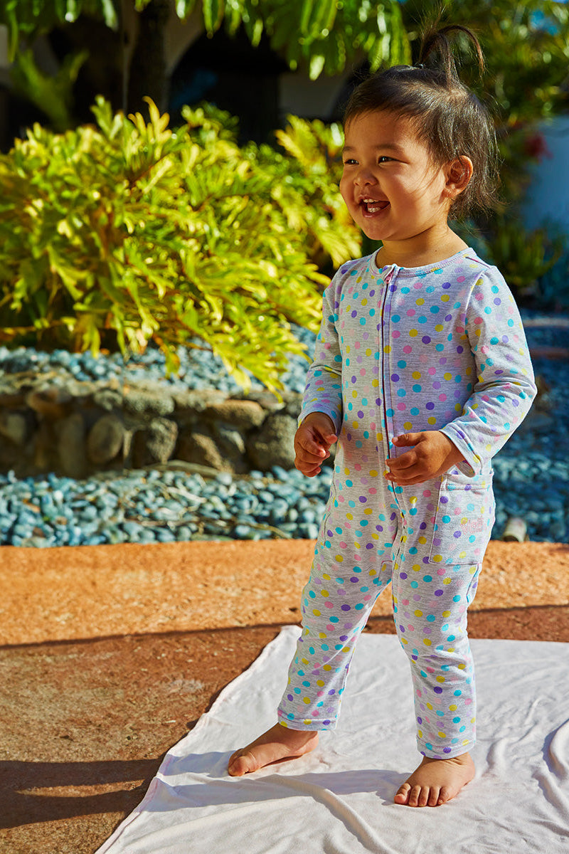 Baby in the Baby Girl's Long Sleeve Everyday Romper in Rainbow Sprinkles|rainbow-sprinkles