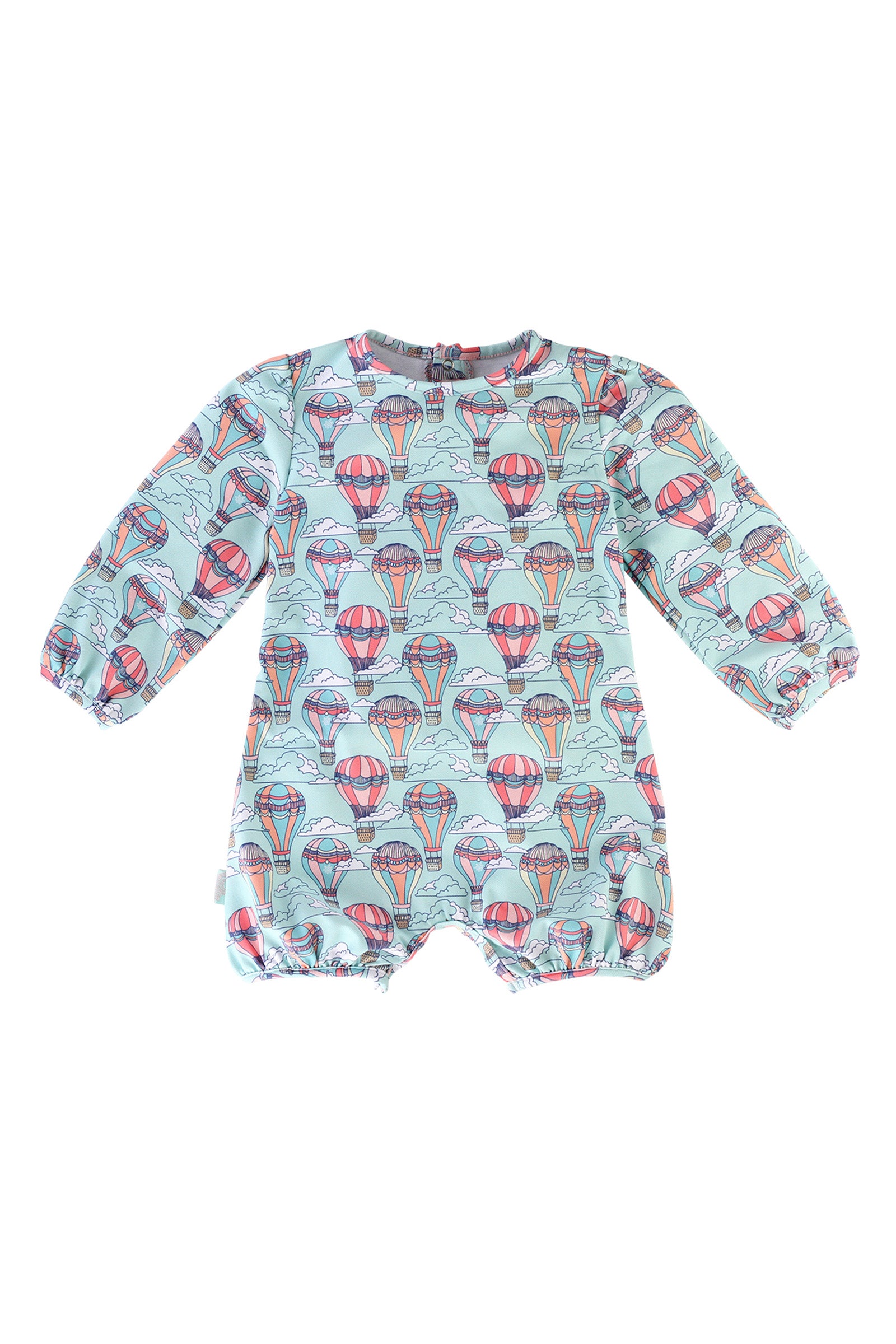 Baby girl onesie in balloon chase