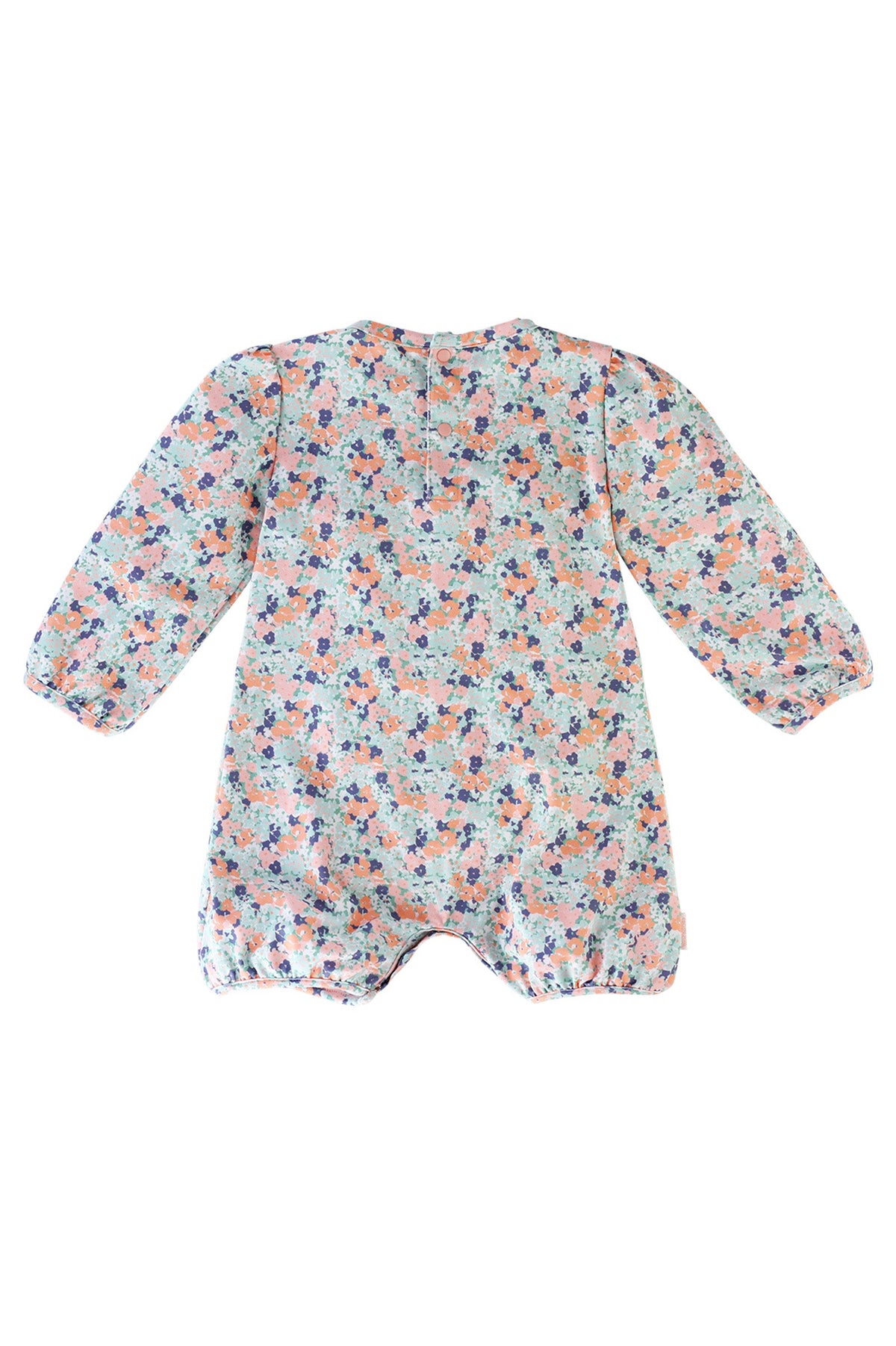 back of UV Skinz's baby girl's UV onesie in meadow bloom|meadow-bloom