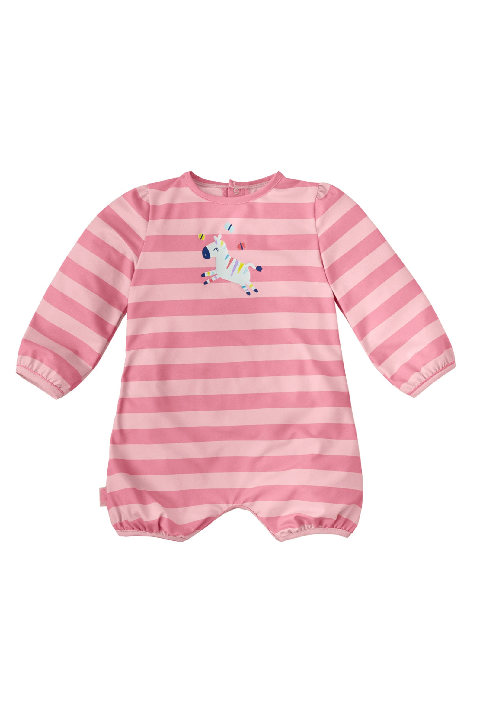 baby girl's one-piece swimsuit in pink zebra stripe