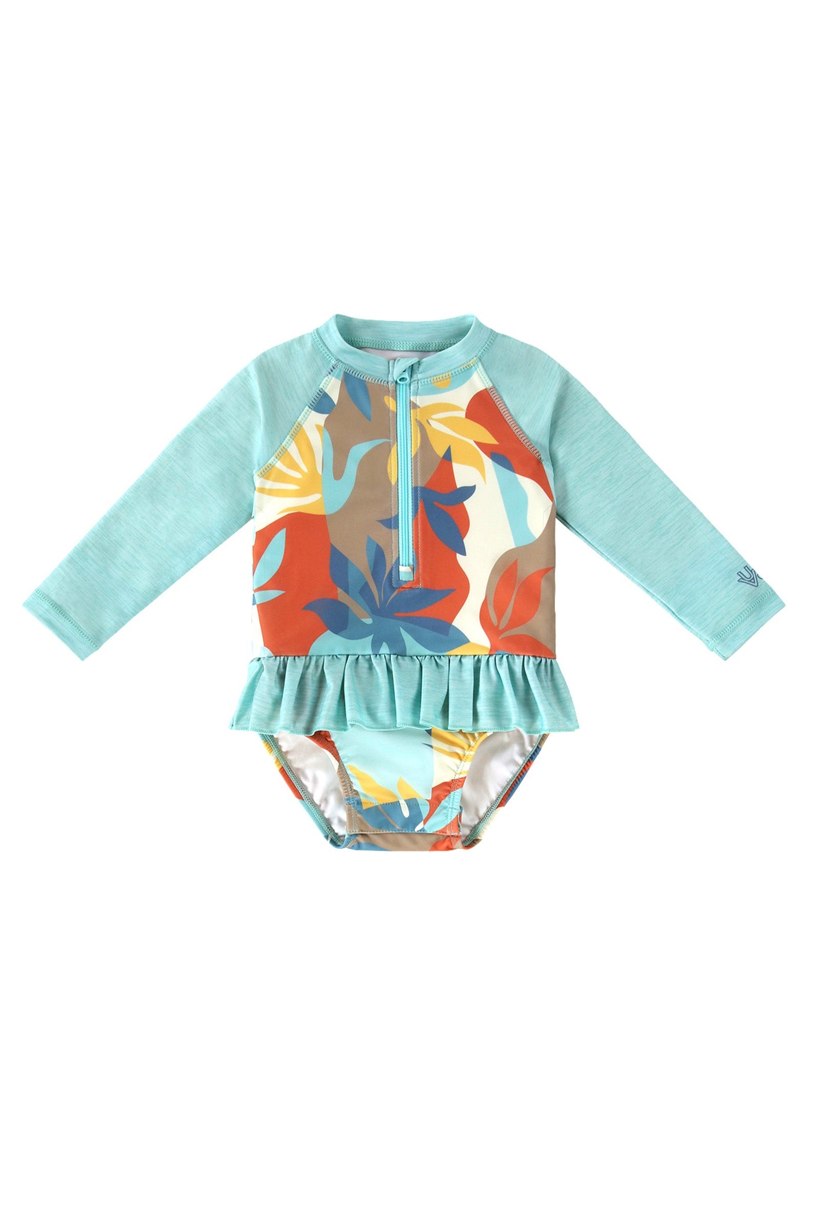 baby girl long sleeve ruffled swim suit in beach picasso|beach-picasso