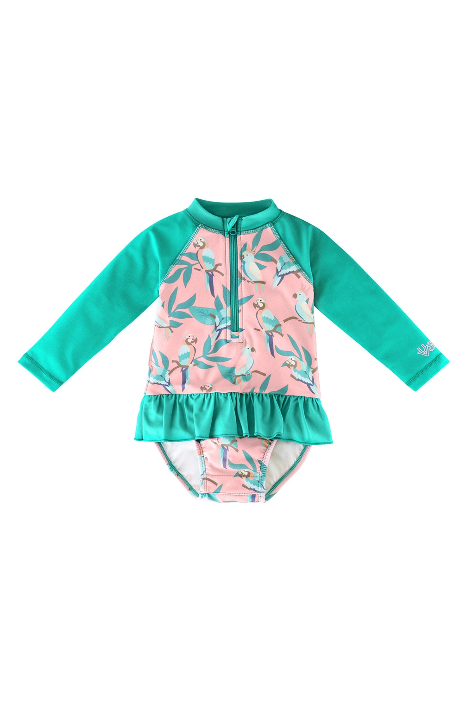 Baby Girl's Long Sleeve Ruffled Swim Suit in Birds of Paradise|birds-in-paradise
