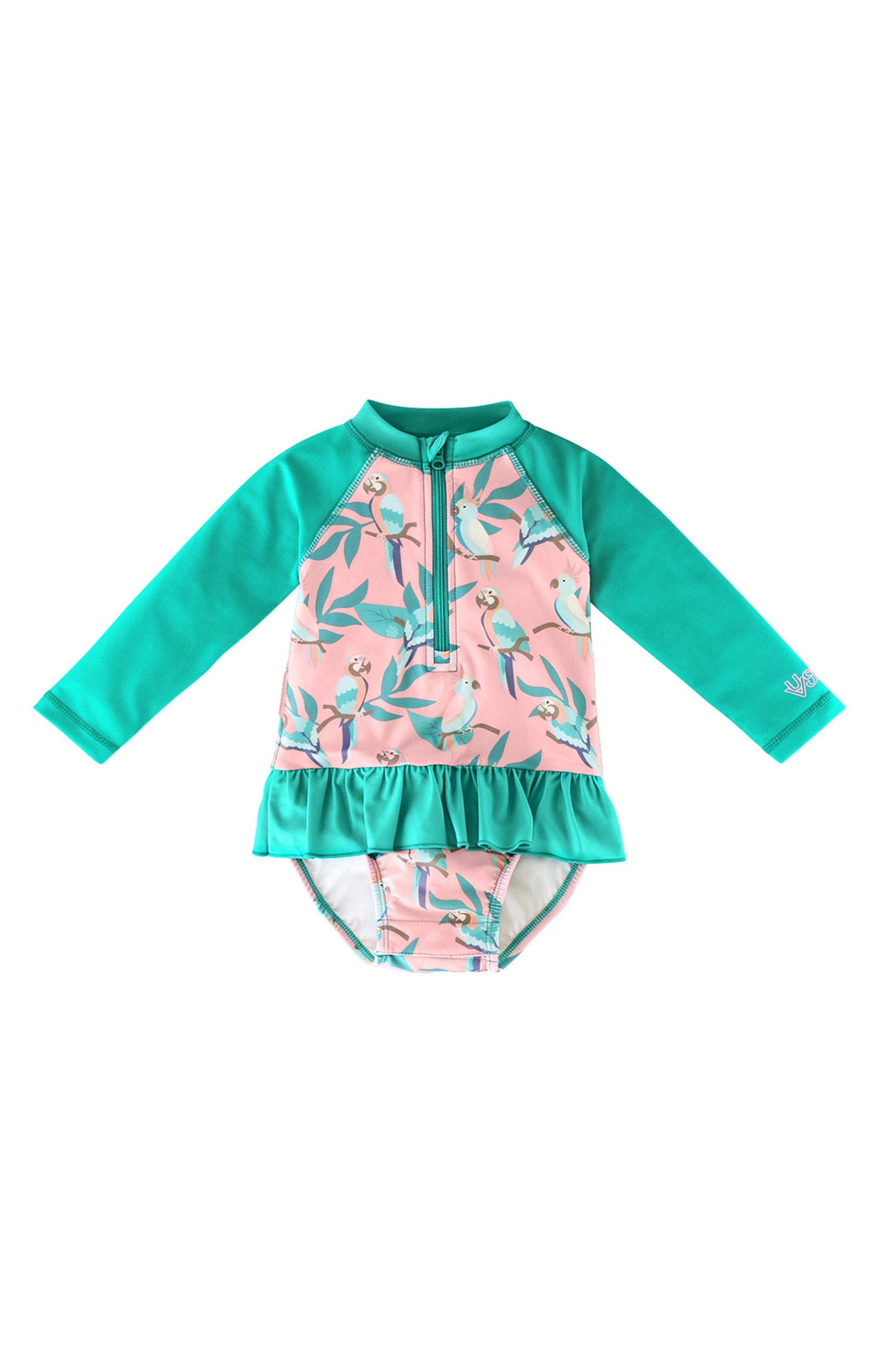 Baby Girl's Long Sleeve Ruffled Swim Suit in Birds of Paradise|birds-in-paradise