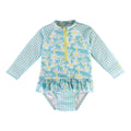 Baby Girl's Long Sleeve Ruffled Swim Suit in Daisy Fields|daisy-field