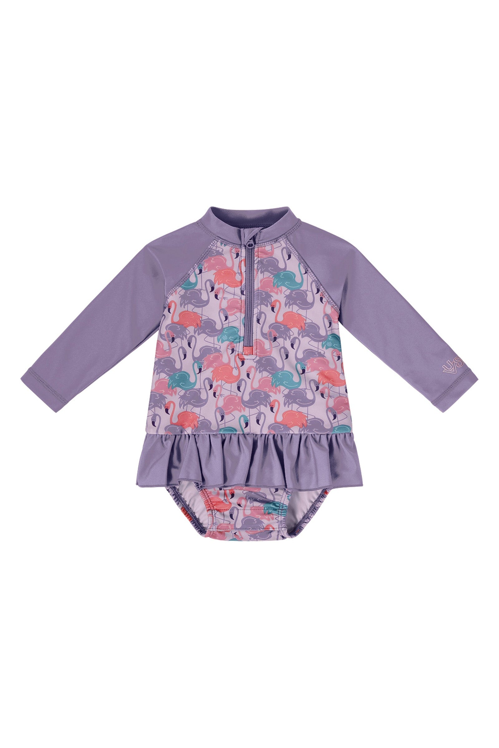 uv skinz baby girls ls ruffled swim suit|fancy-flamingos