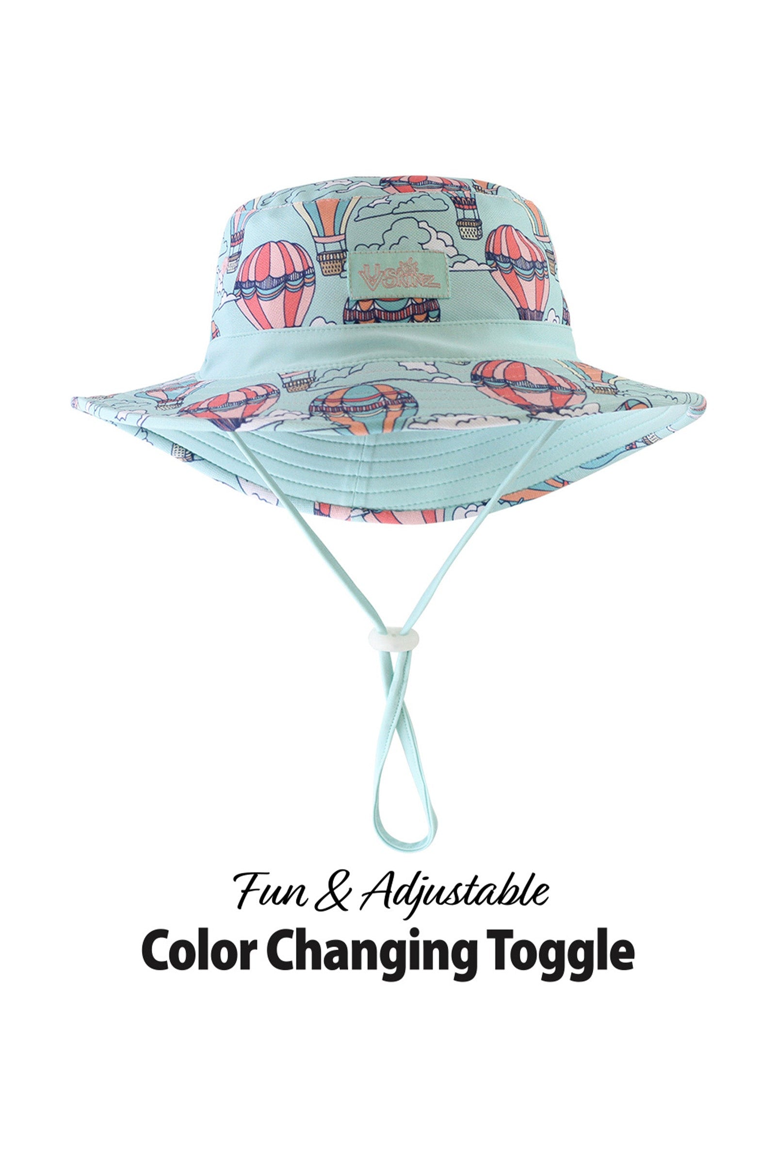 Close up of UV Skinz's baby girl's swim hat in balloon chase|balloon-chase