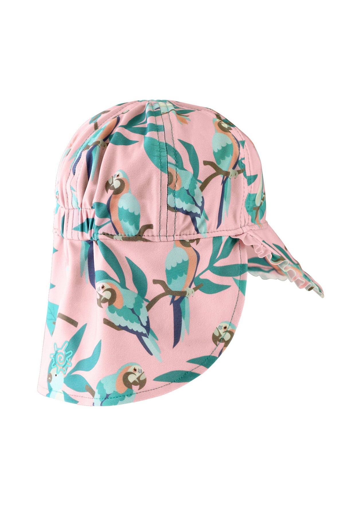 back of the baby girl's swim flap hat in birds in paradise|birds-in-paradise