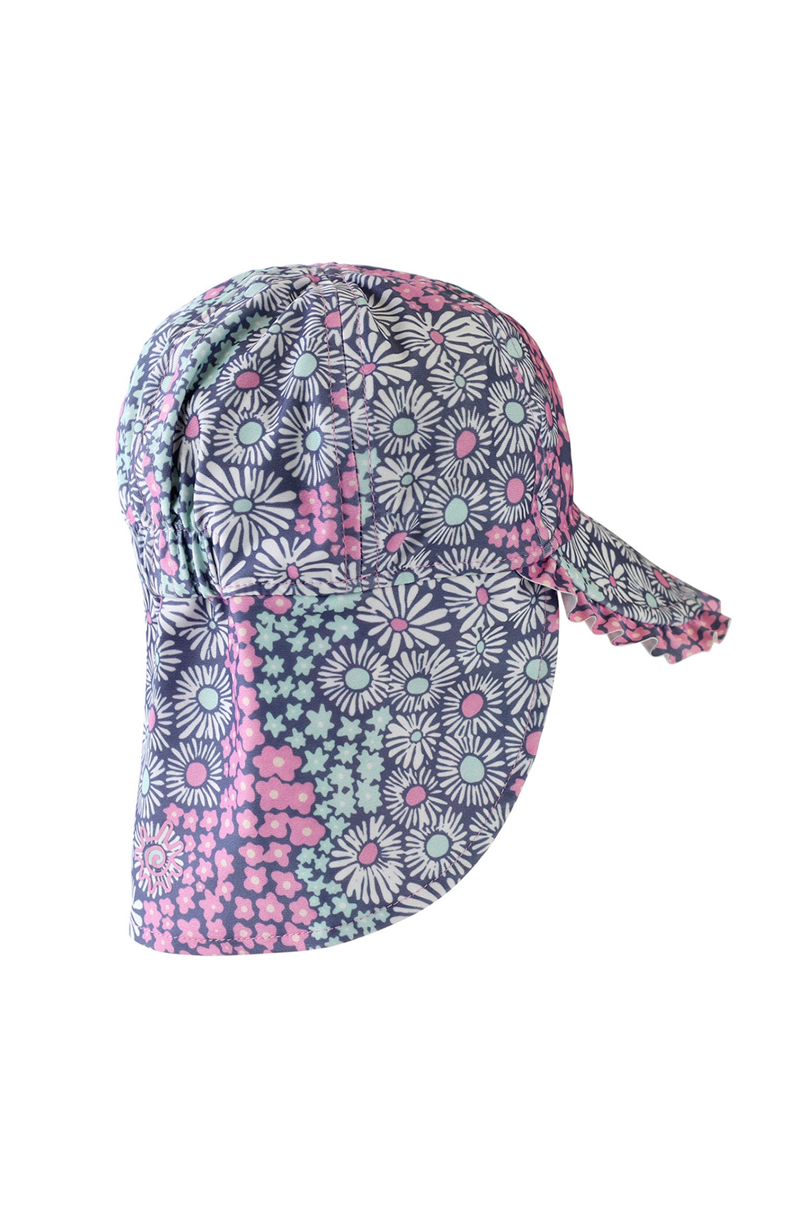 back of the baby girl's swim flap hat in wandering flowers|wandering-flowers