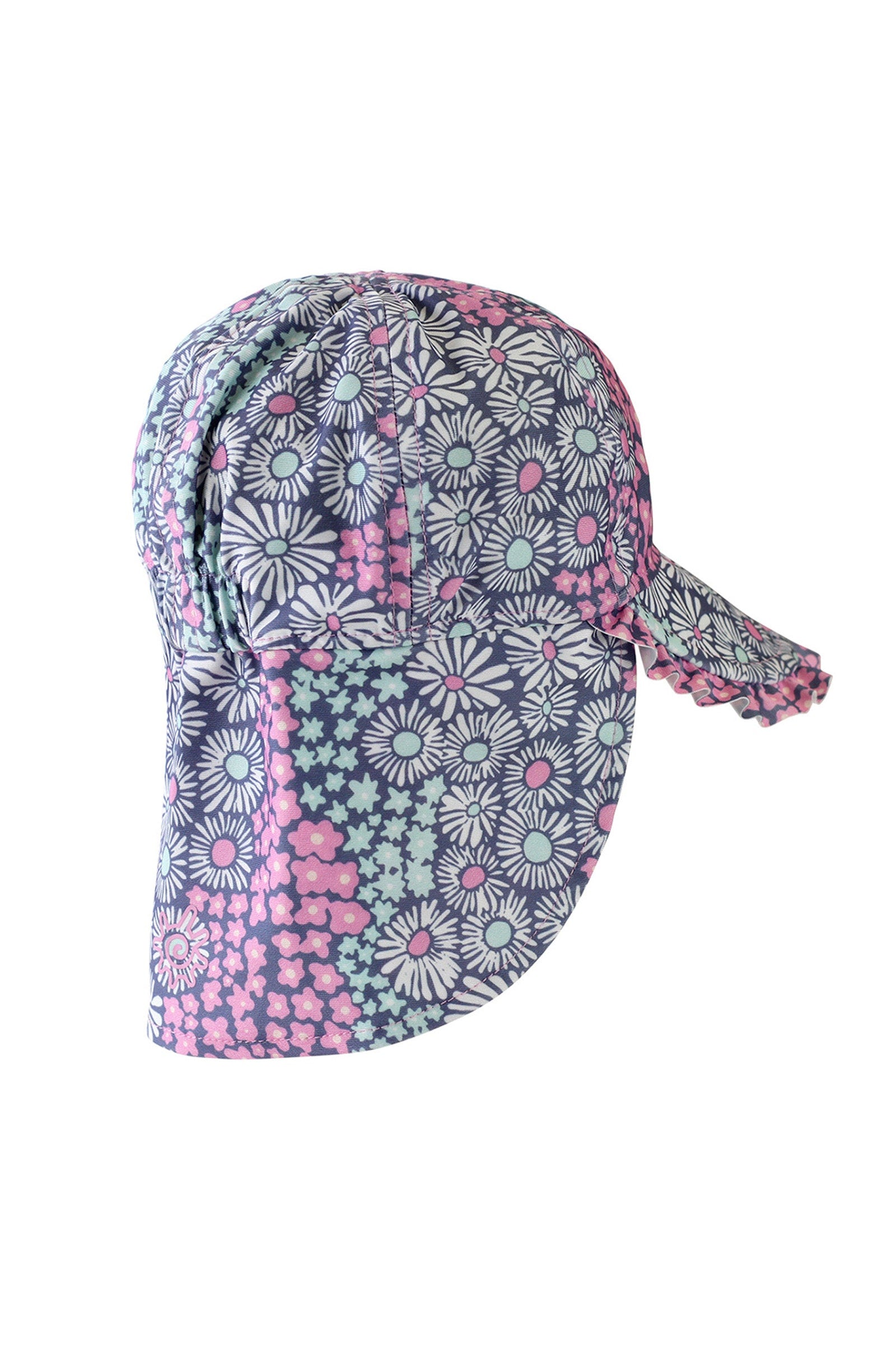 back of the baby girl's swim flap hat in wandering flowers|wandering-flowers