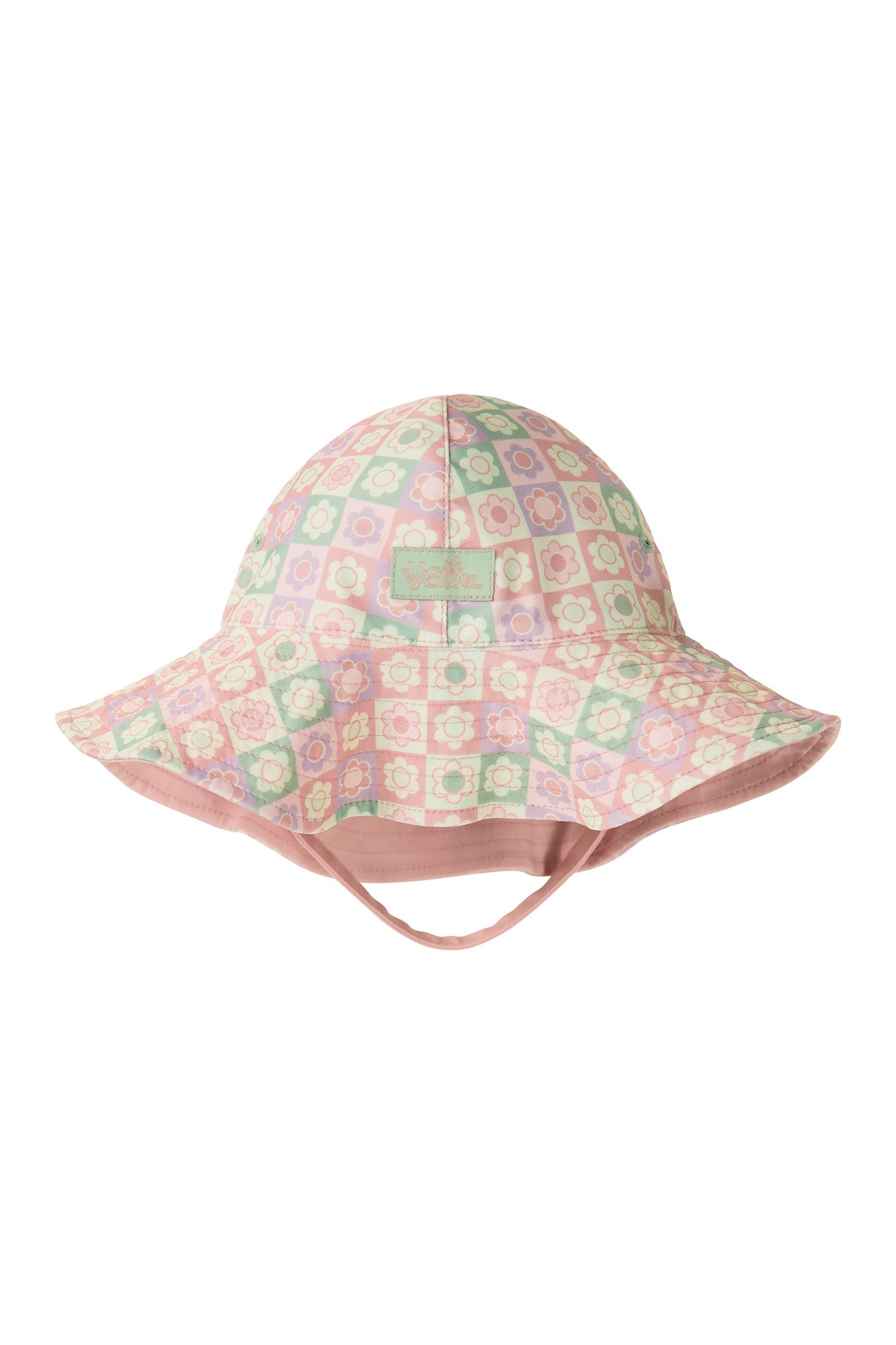 baby girls scalloped bucket hat in tiled flowers|tiled-flowers