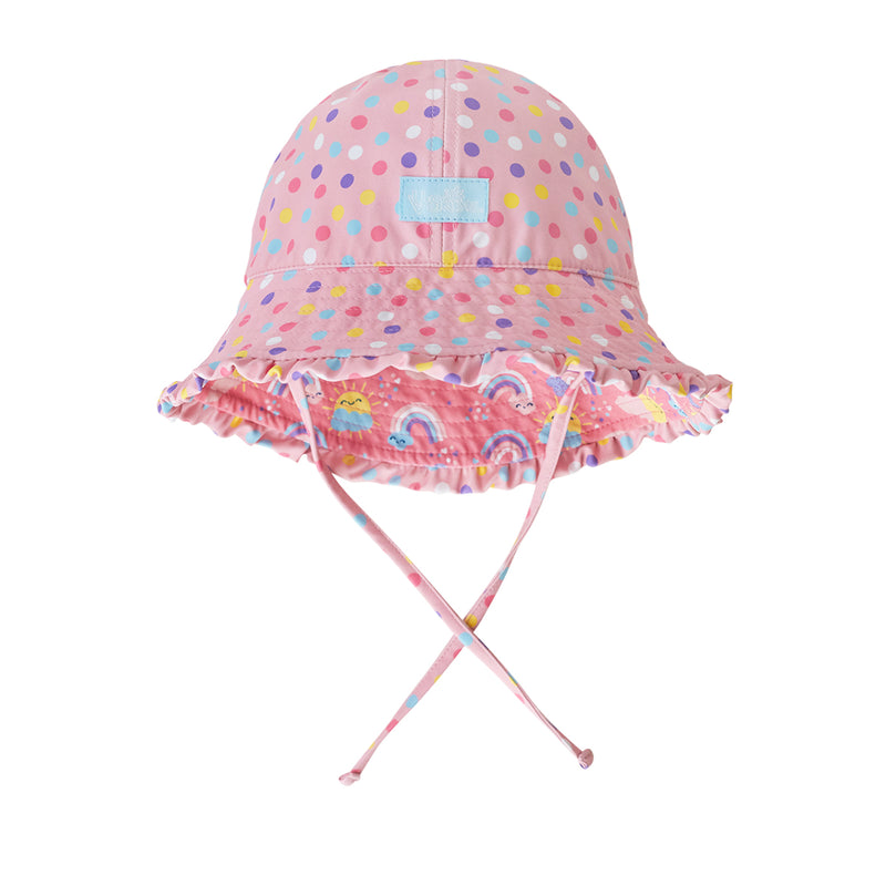 UV Skinz's baby girl's reversible sun hat in over the rainbow|over-the-rainbow