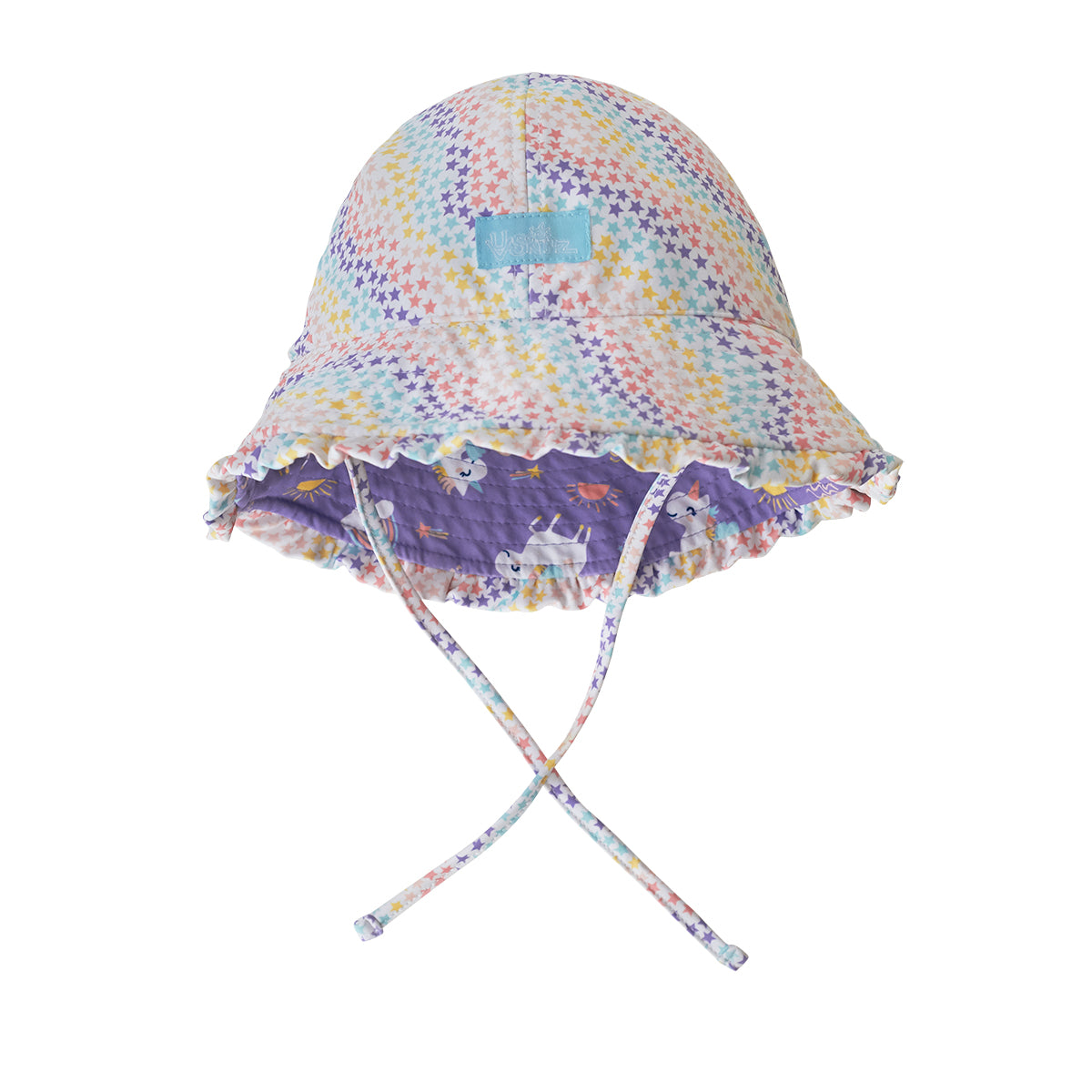 UV Skinz's baby girl's reversible sun hat in soaring unicorns|soaring-unicorns