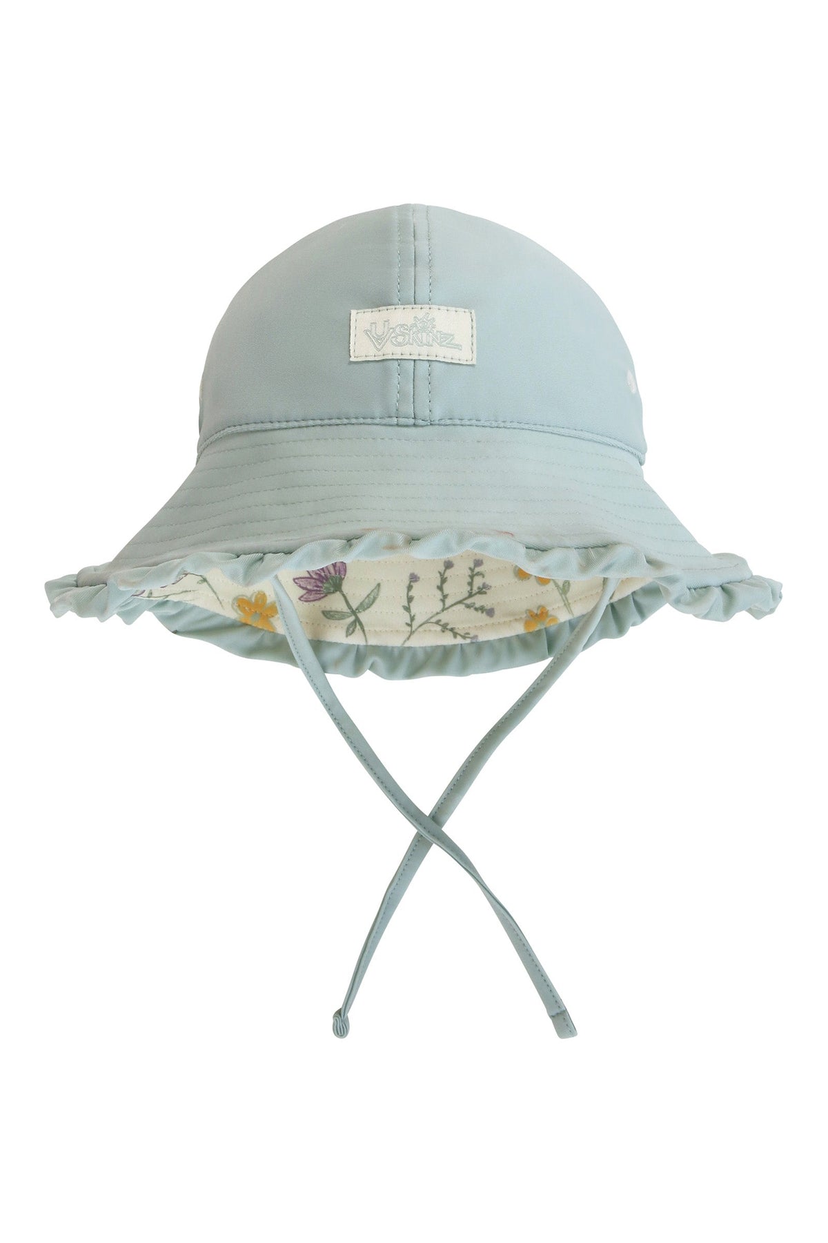 baby girl reversible swim hat in springtime doodle