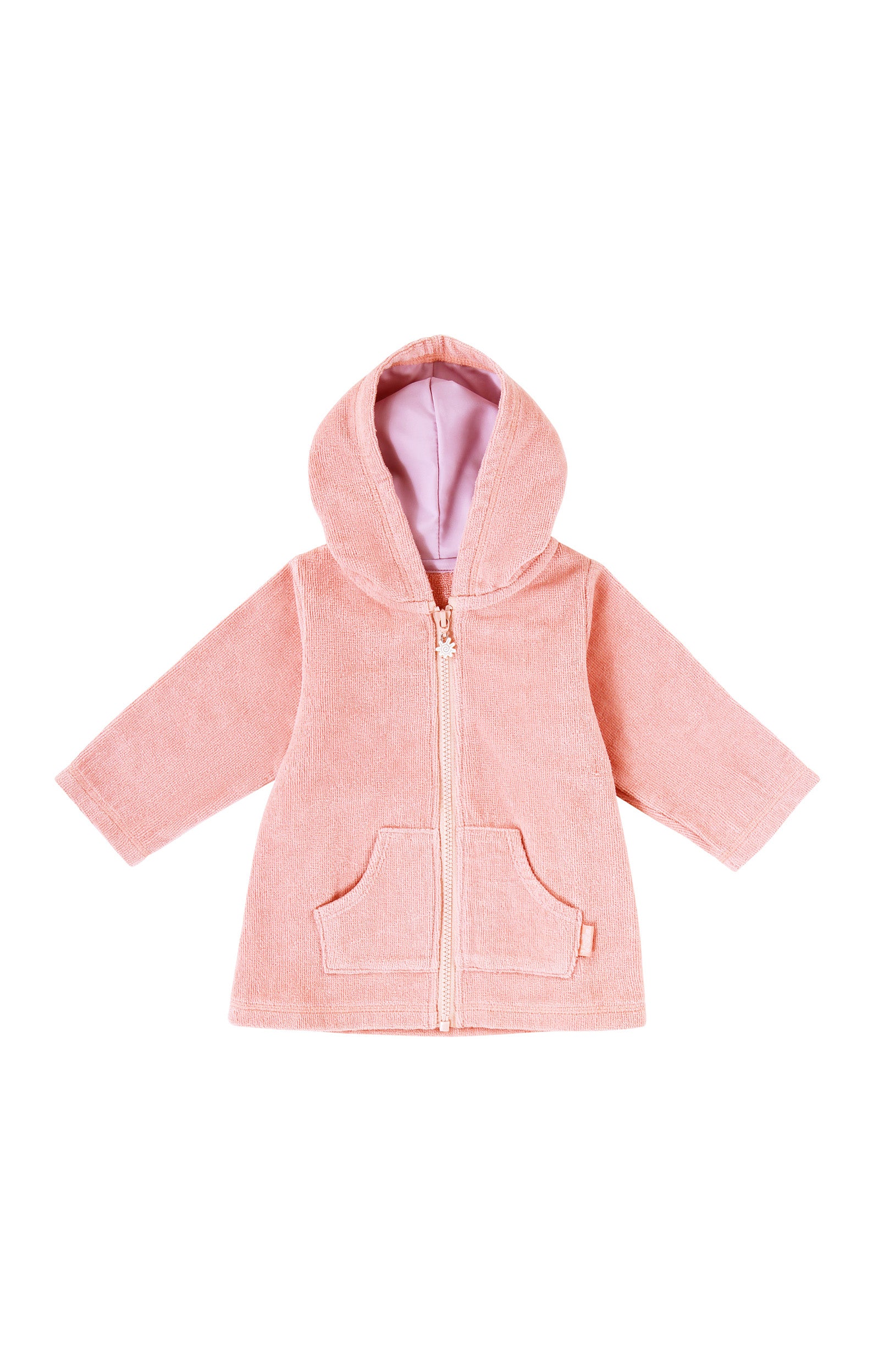 baby hooded terry beach cover up in dusty pink|dusty-pink