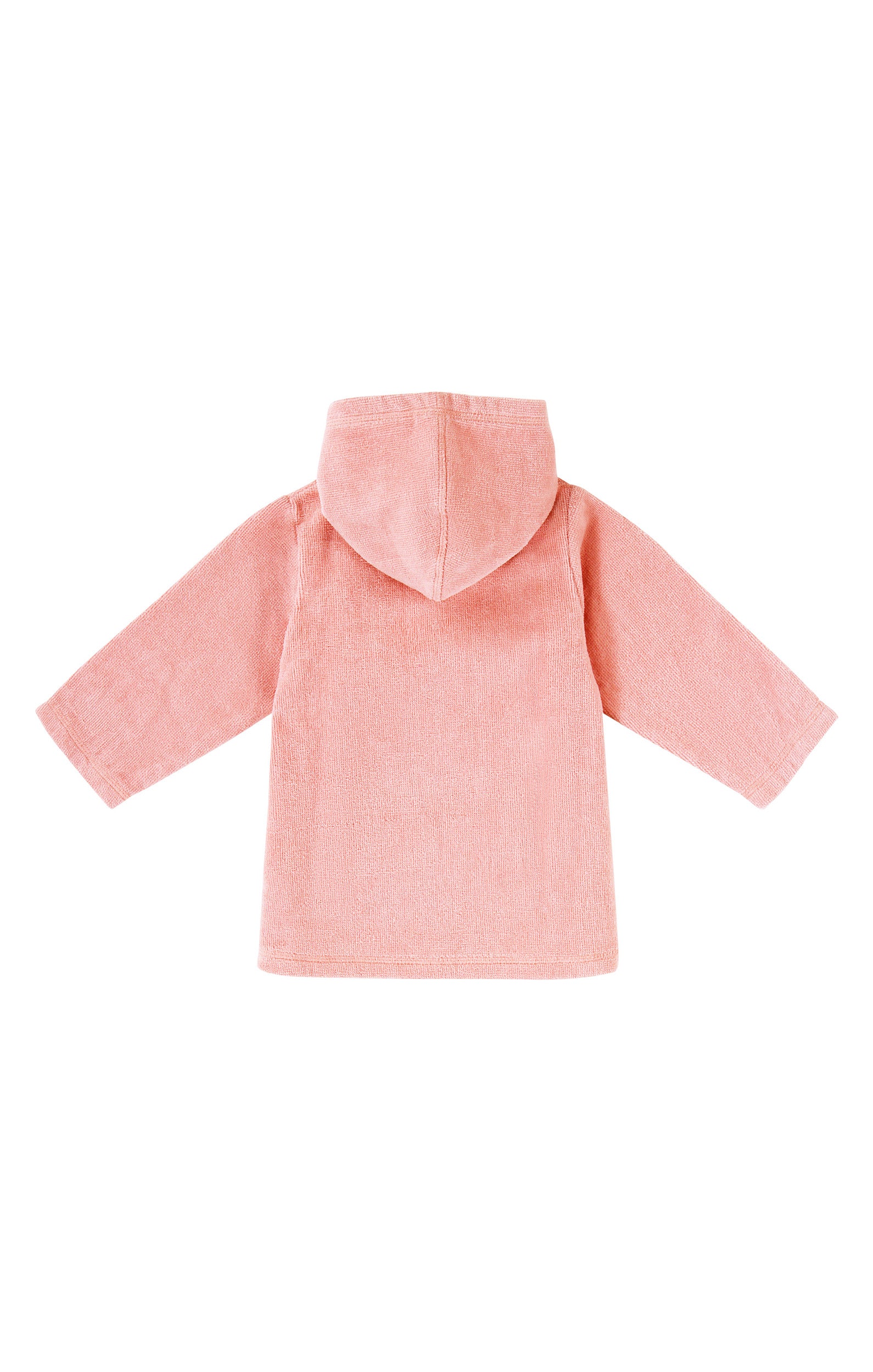 back view of baby hooded terry beach cover up in dusty pink|dusty-pink