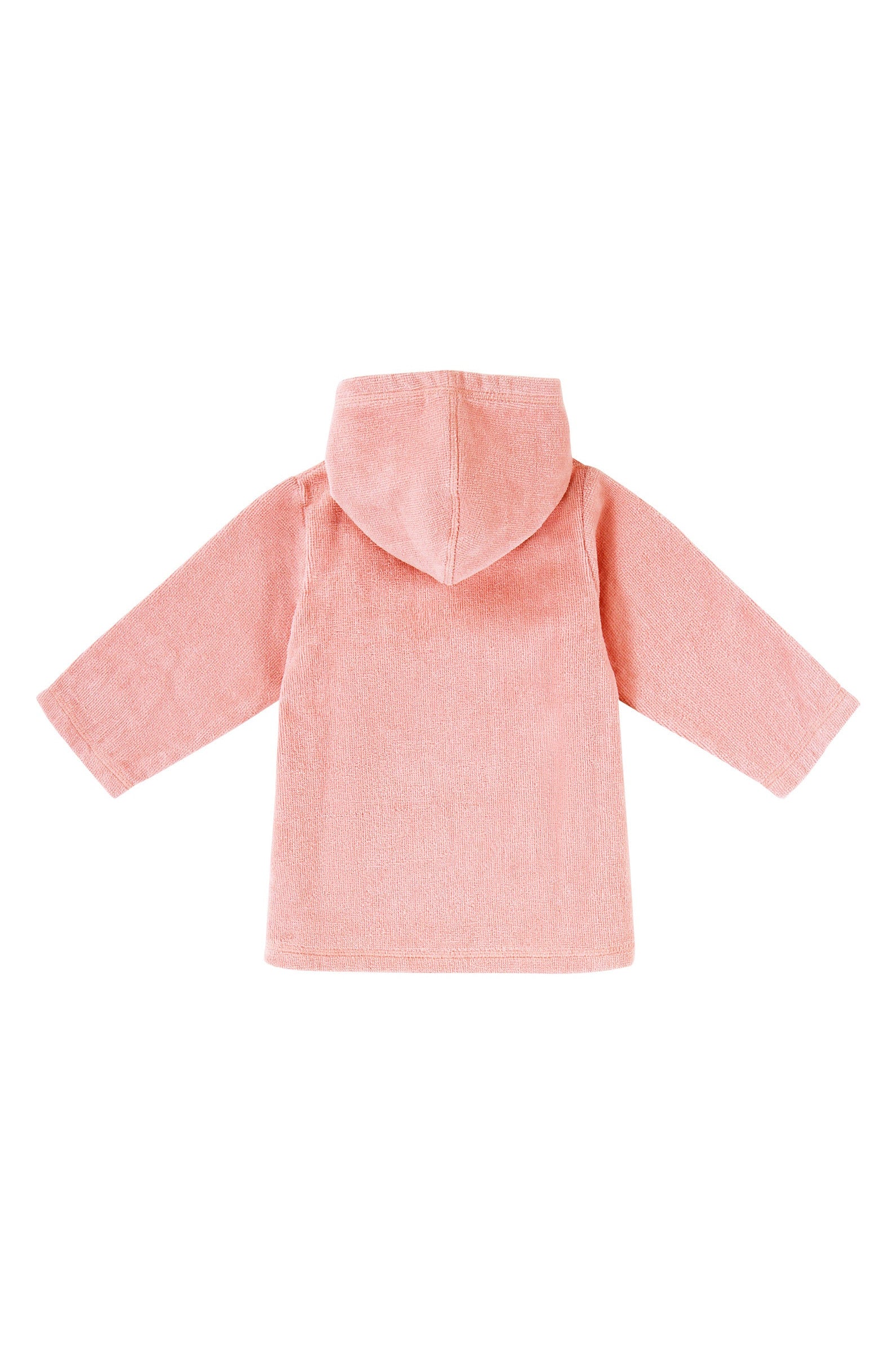 back view of baby hooded terry beach cover up in dusty pink|dusty-pink