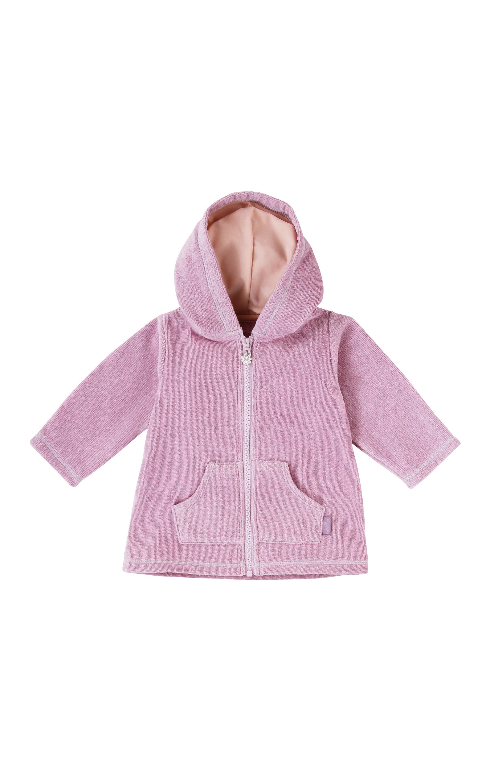 back view of baby hooded terry beach cover up in lotus|lotus