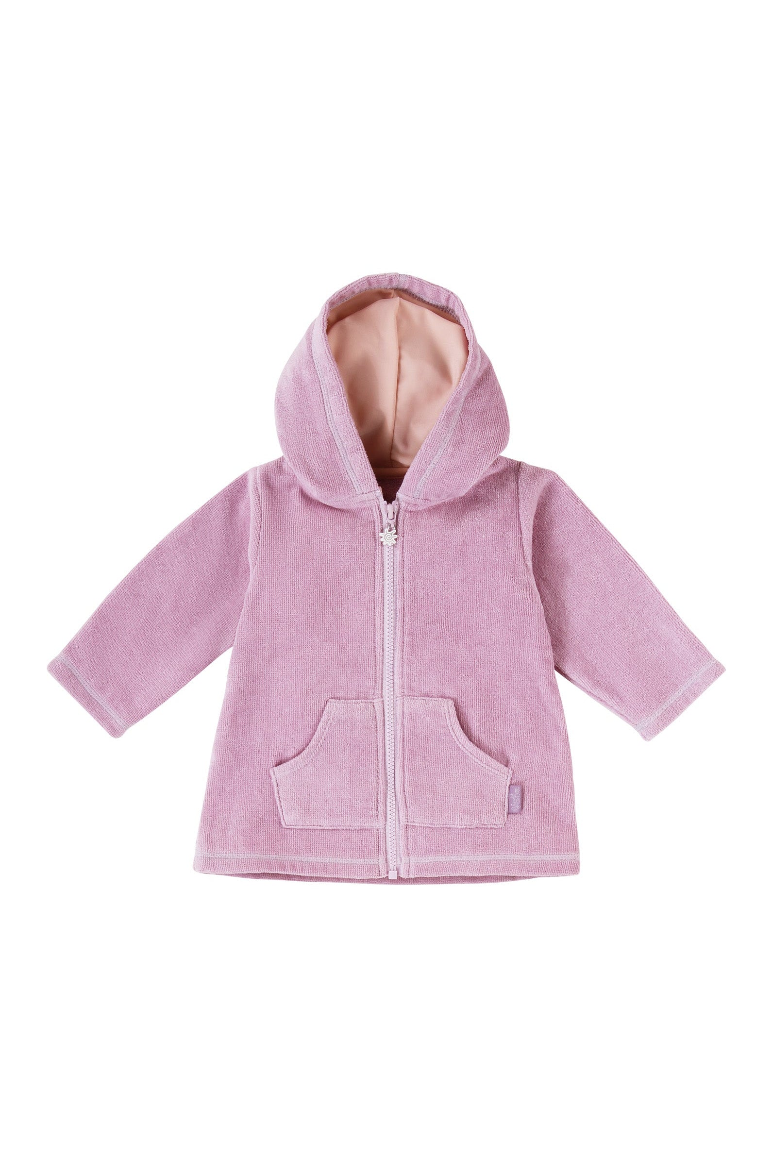 back view of baby hooded terry beach cover up in lotus|lotus