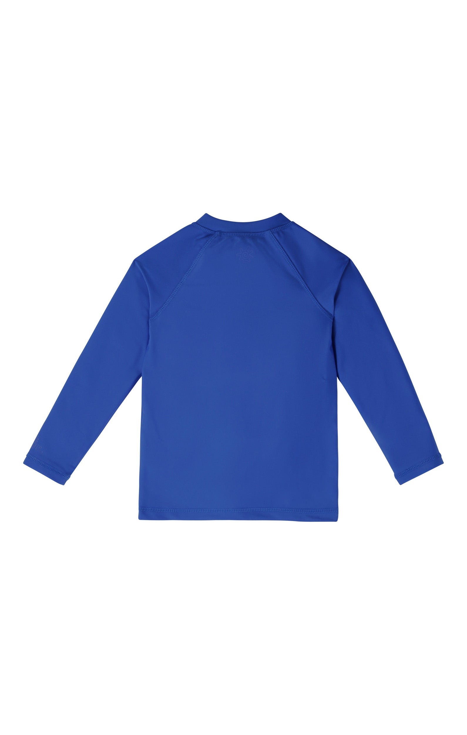 back view of baby long sleeve full zip swim rashguard in deep sea|deep-sea