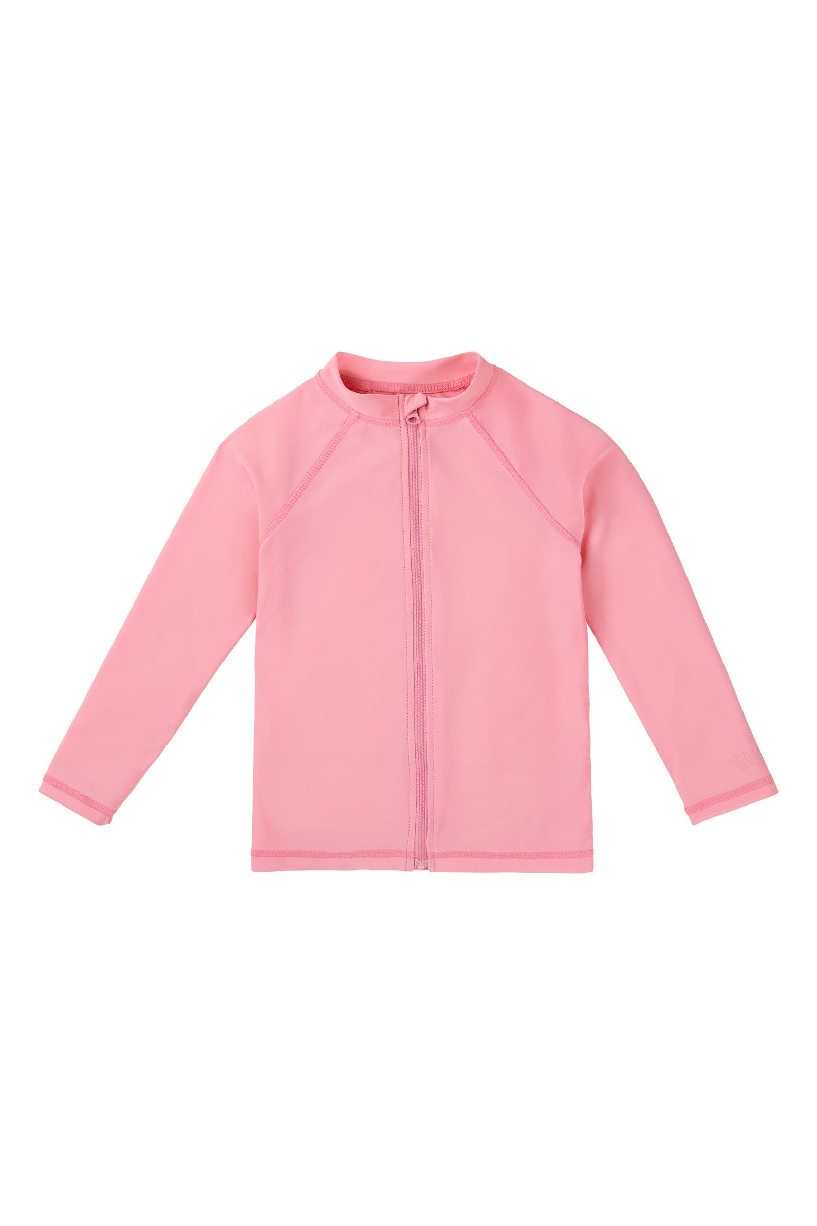 kids full zip long sleeve rashguard in light pink|light-pink