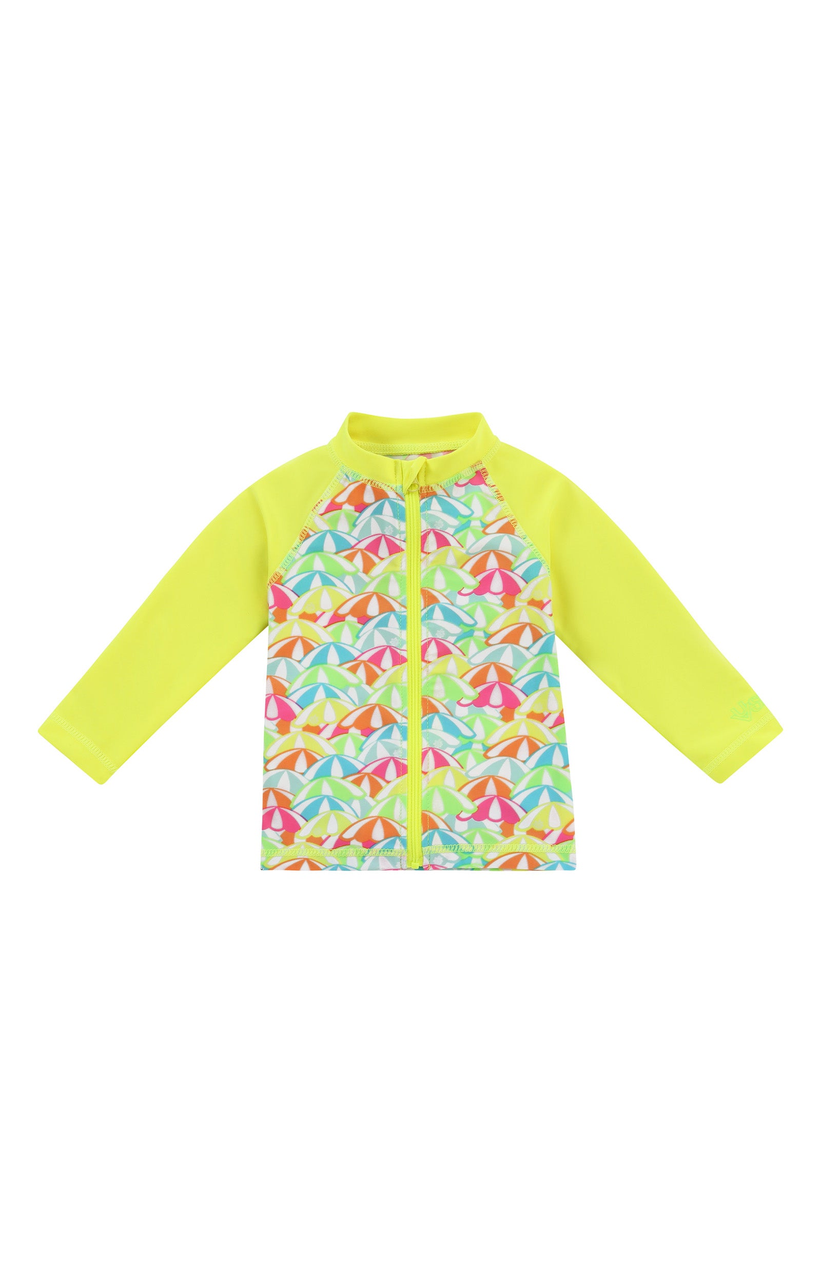baby long sleeve full zip swim rashguard in neon umbrellas|neon-umbrellas
