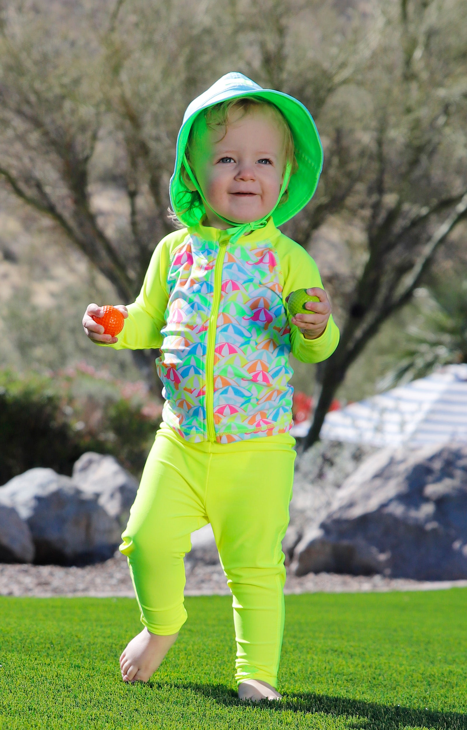 baby in swim leggingz|neon-yellow