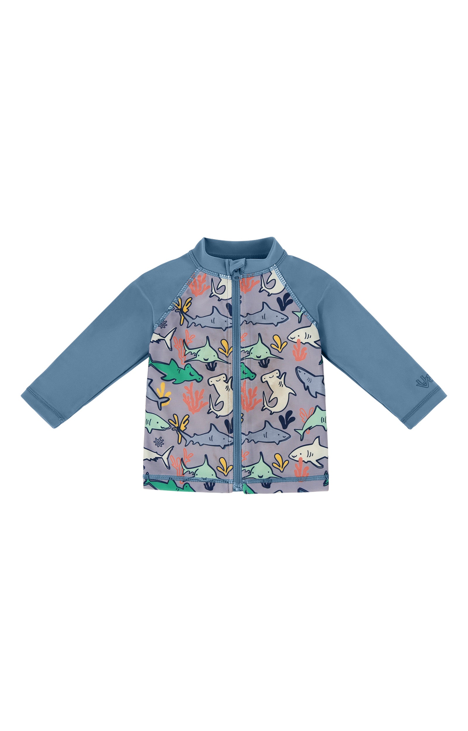 uv skinz baby full zip rashguard in reef sharks|reef-sharks