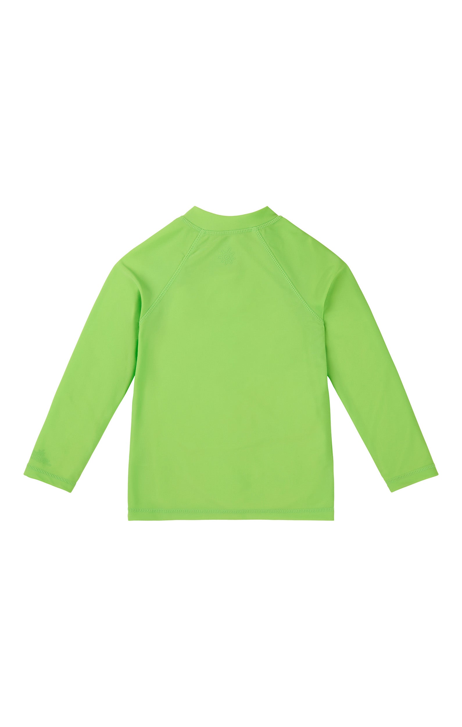 back view of baby long sleeve full zip swim rashguard in summer green|summer-green