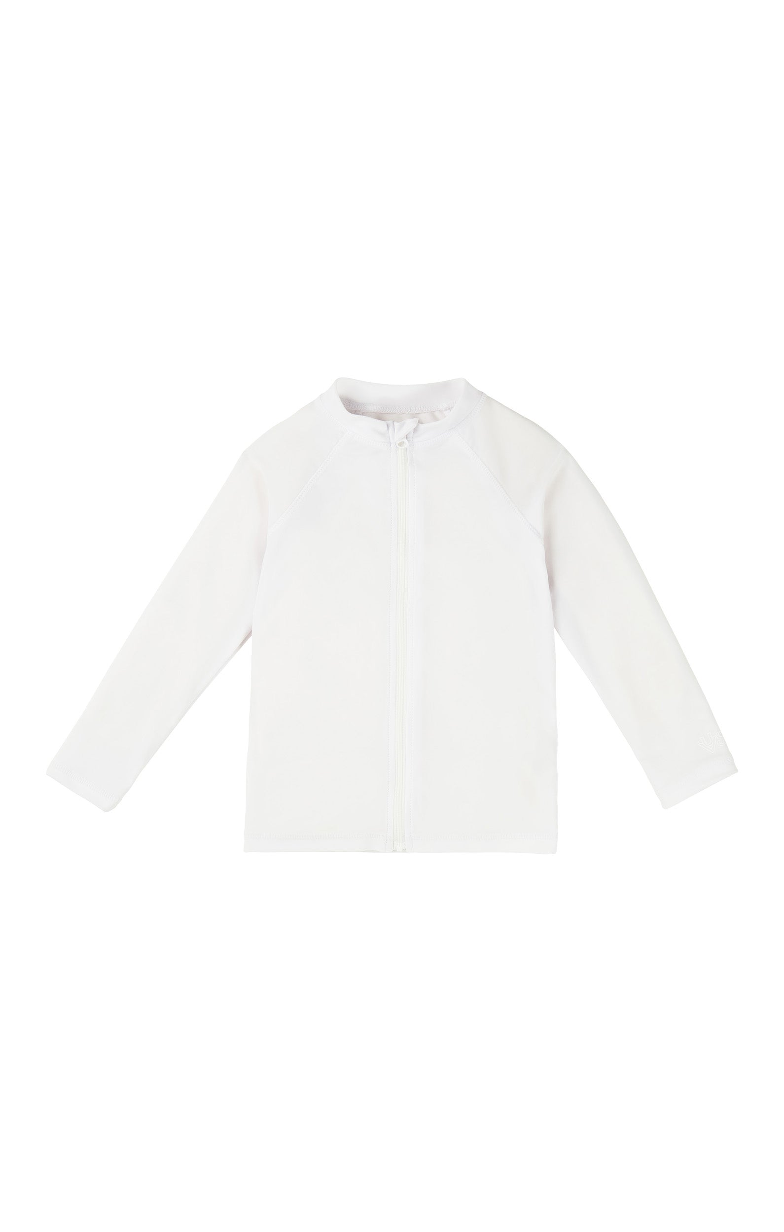 baby long sleeve full zip swim rashguard in white|white