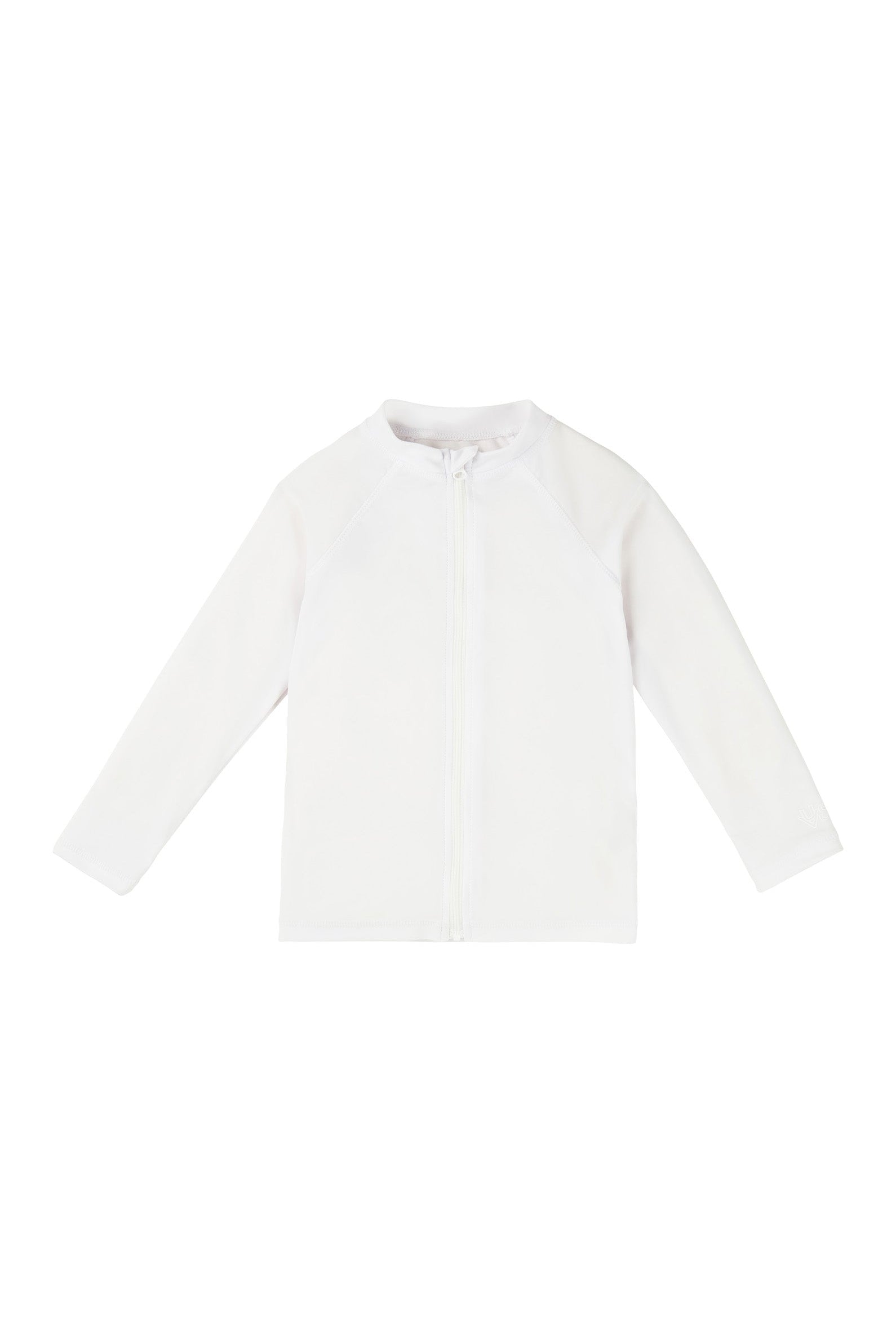baby long sleeve full zip swim rashguard in white|white