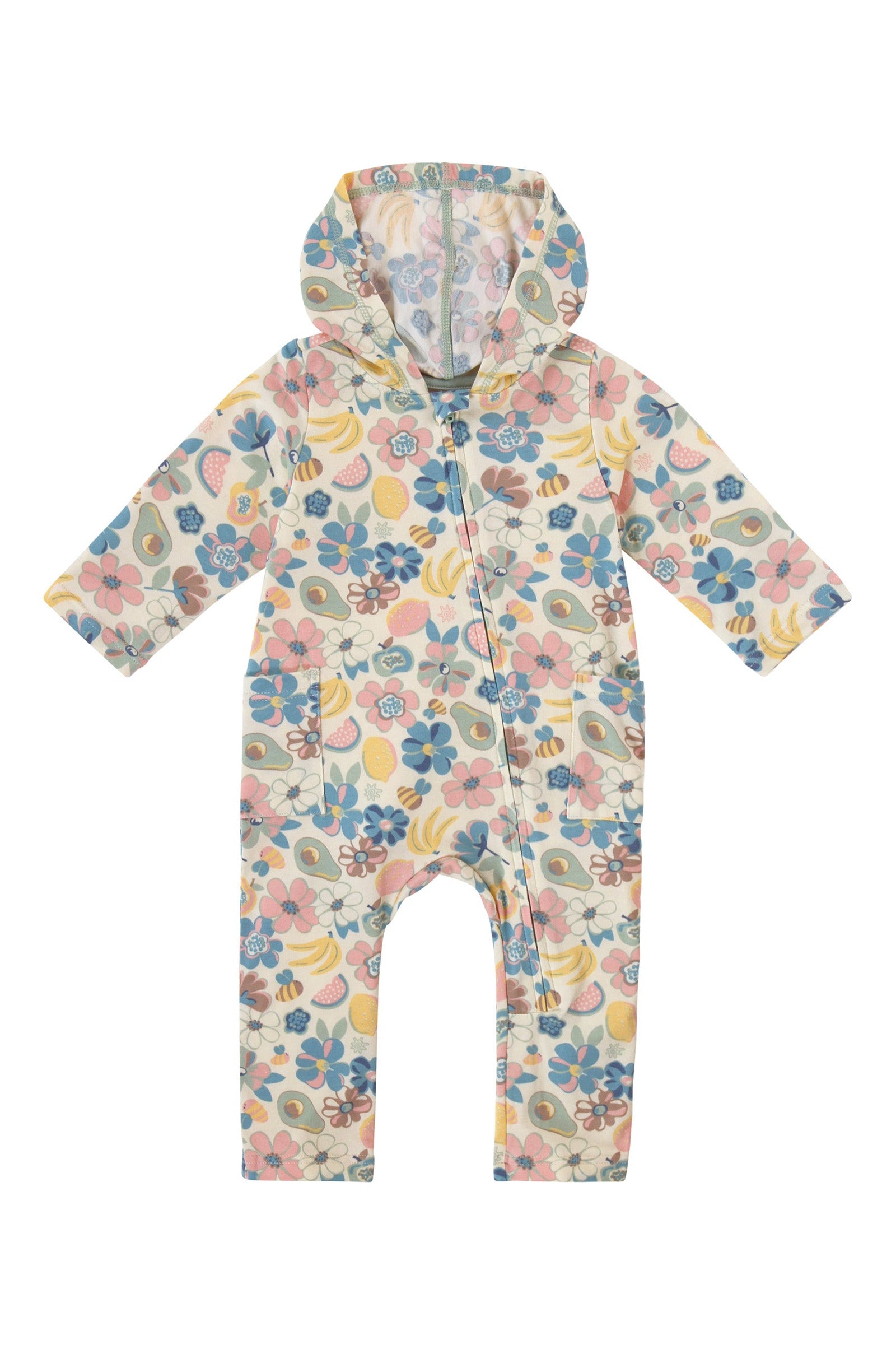 baby long sleeve everyday hooded romper in fruit orchard|fruit-orchard