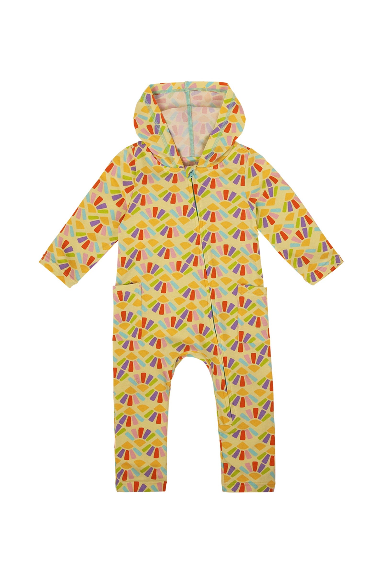 baby hooded everyday romper in radiant rays|radiant-rays