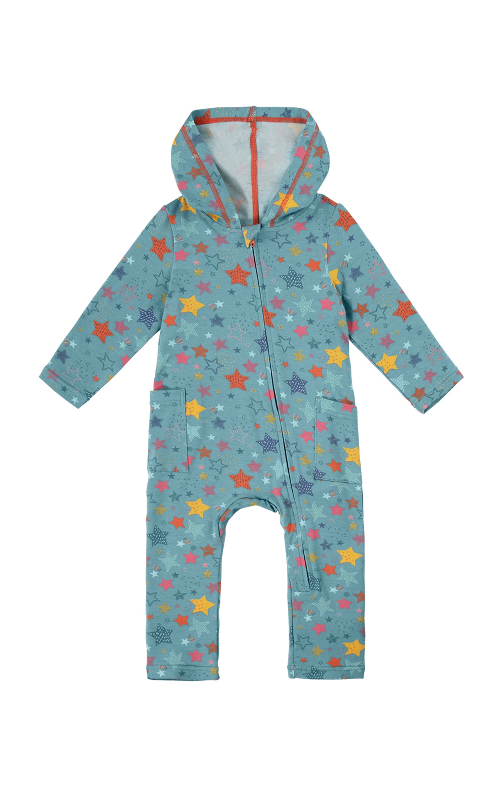 baby hooded everyday romper in scribble stars|scribble-stars