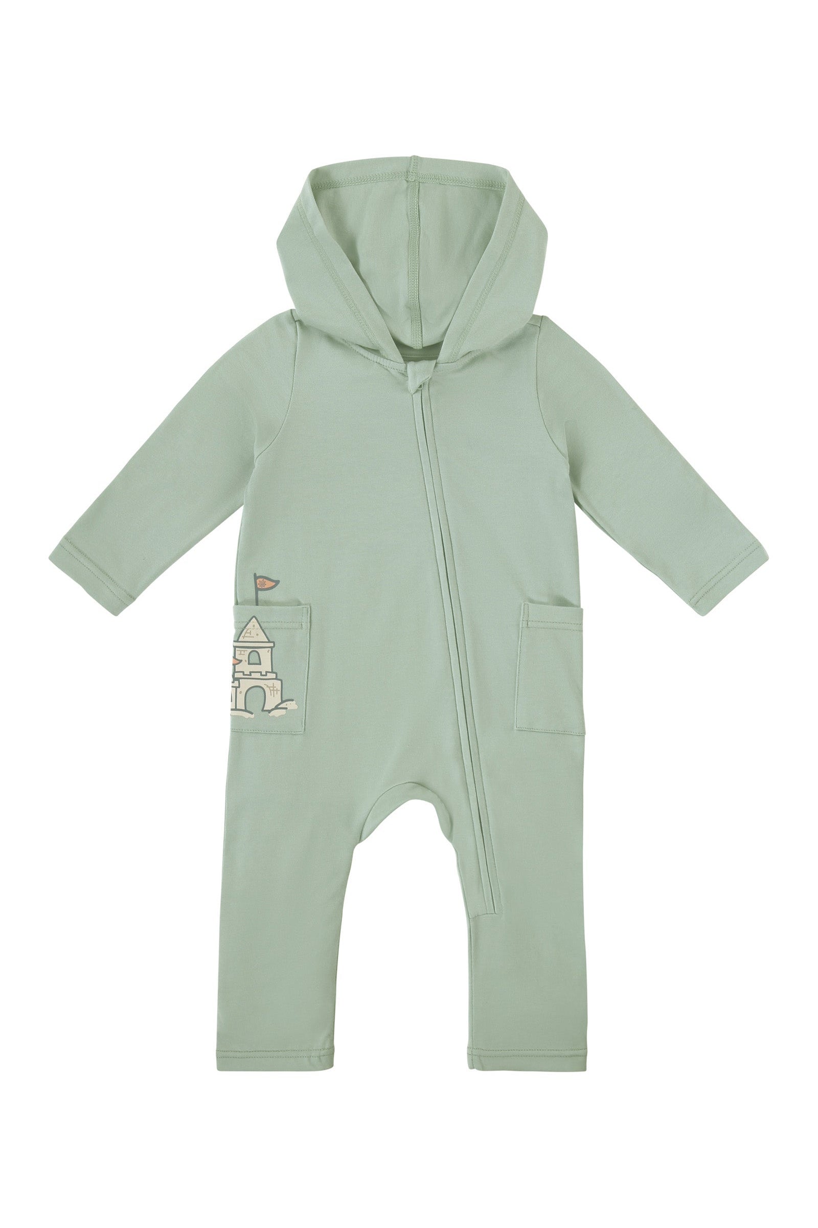 baby long sleeve everyday hooded romper in sea castle|sea-castle