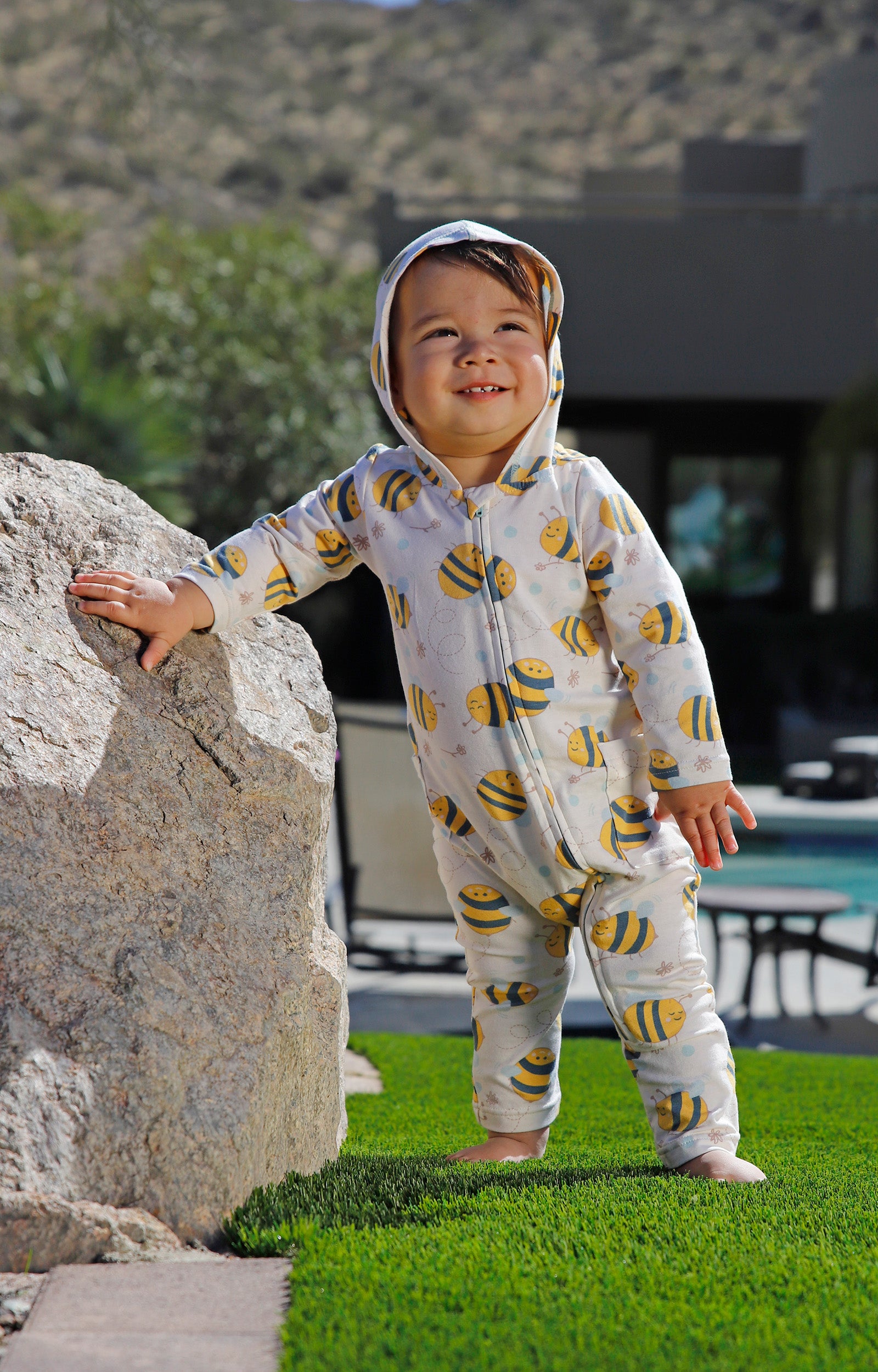 baby in everyday hooded romper|happy-hive