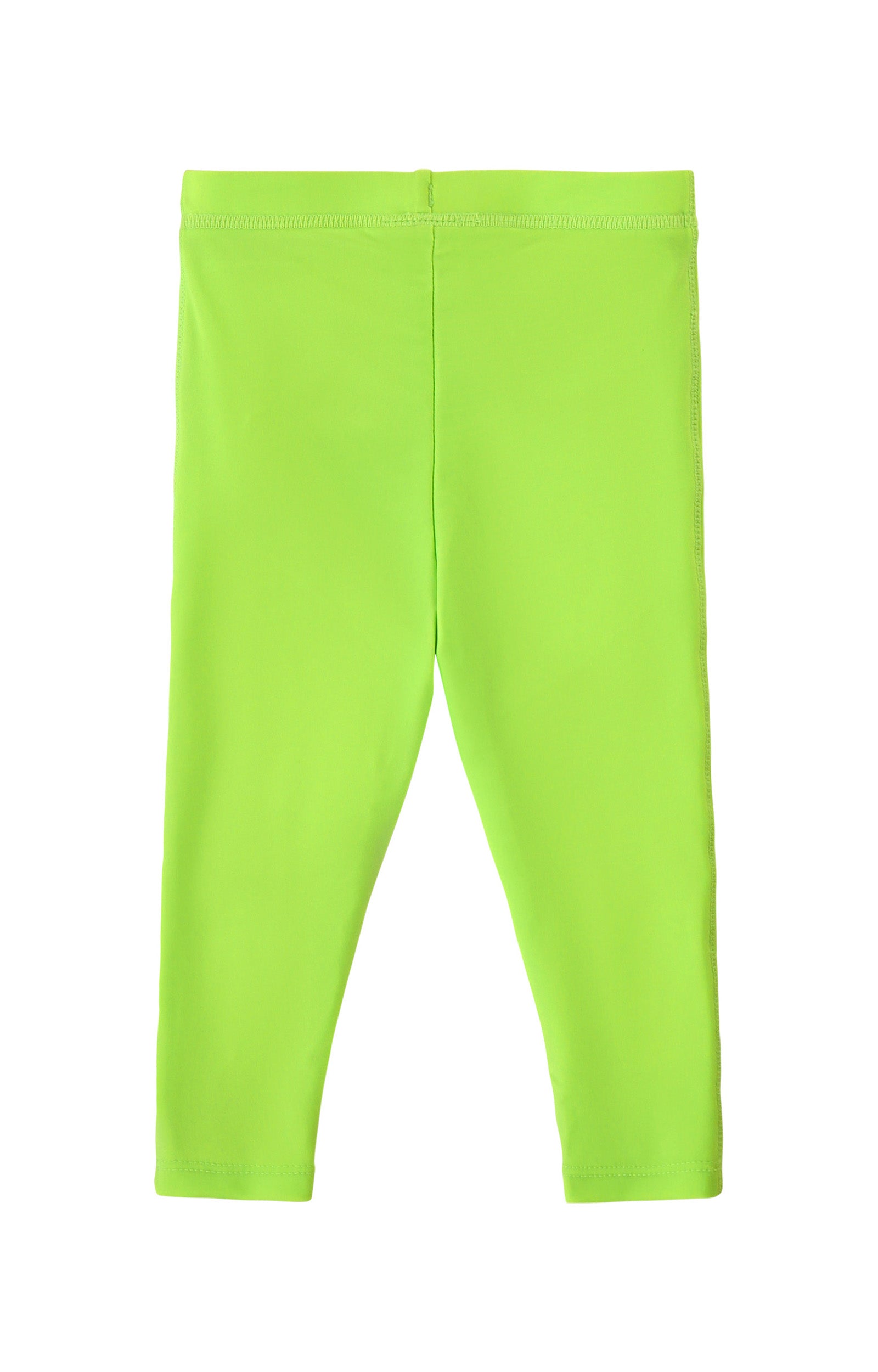 back view of baby neon swim leggingz in neon green|neon-green