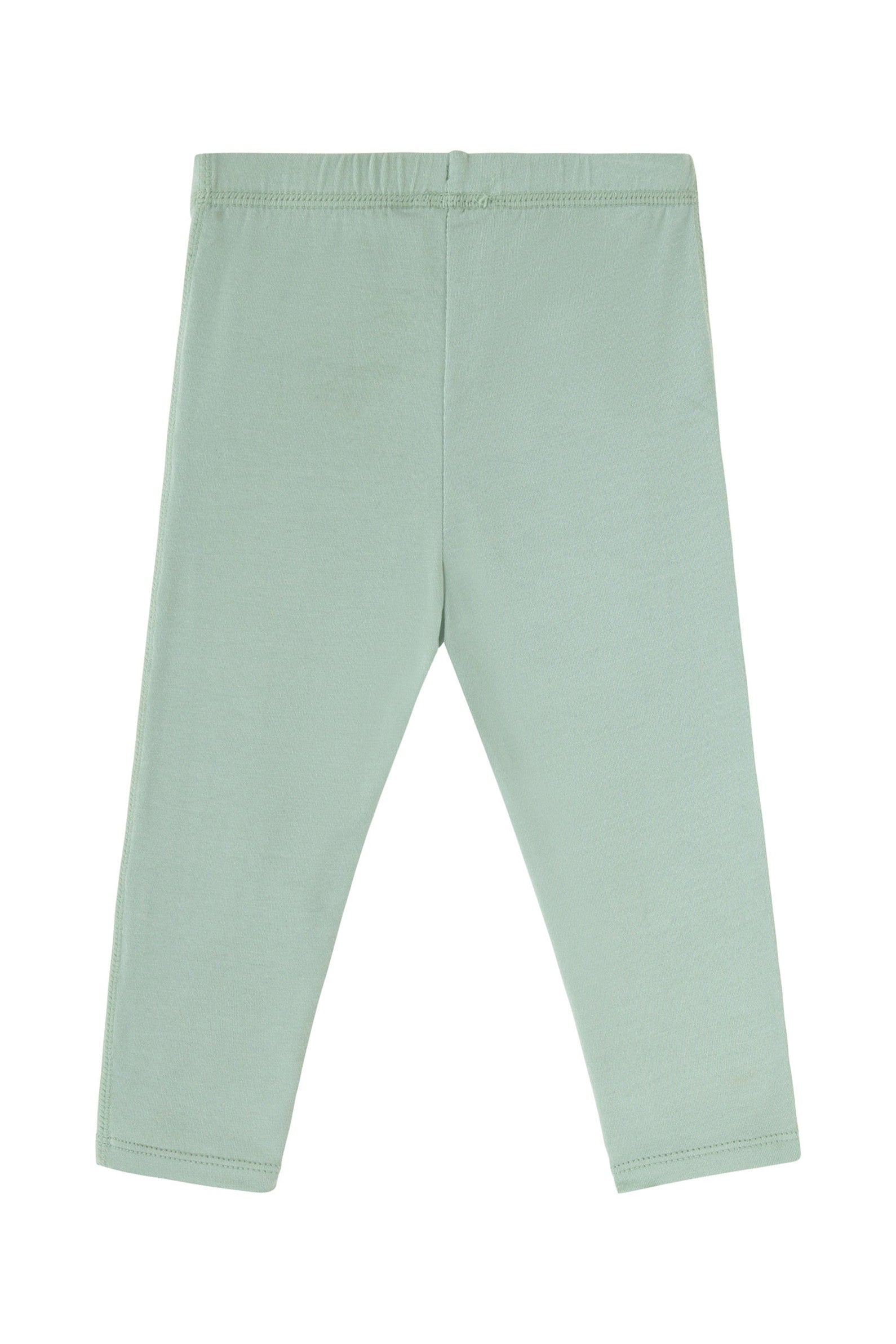 back view of baby everyday play leggingz in frosty green|frosty-green